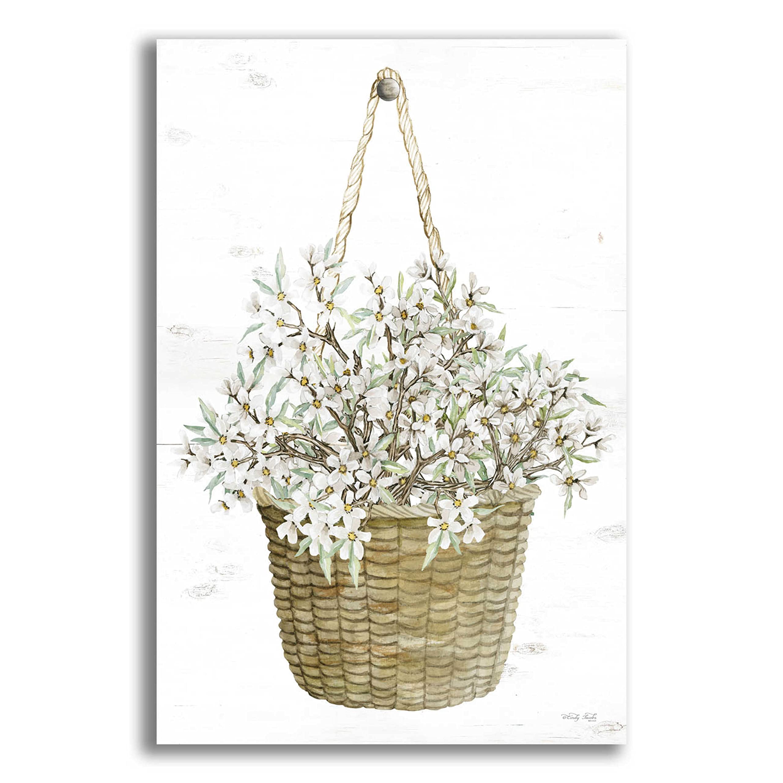 Basket of Apple Blossoms Acrylic Glass Wall Art by Cindy Jacobs - 16x24 Inch Modern Home Decor for Living Room, Bedroom & Office