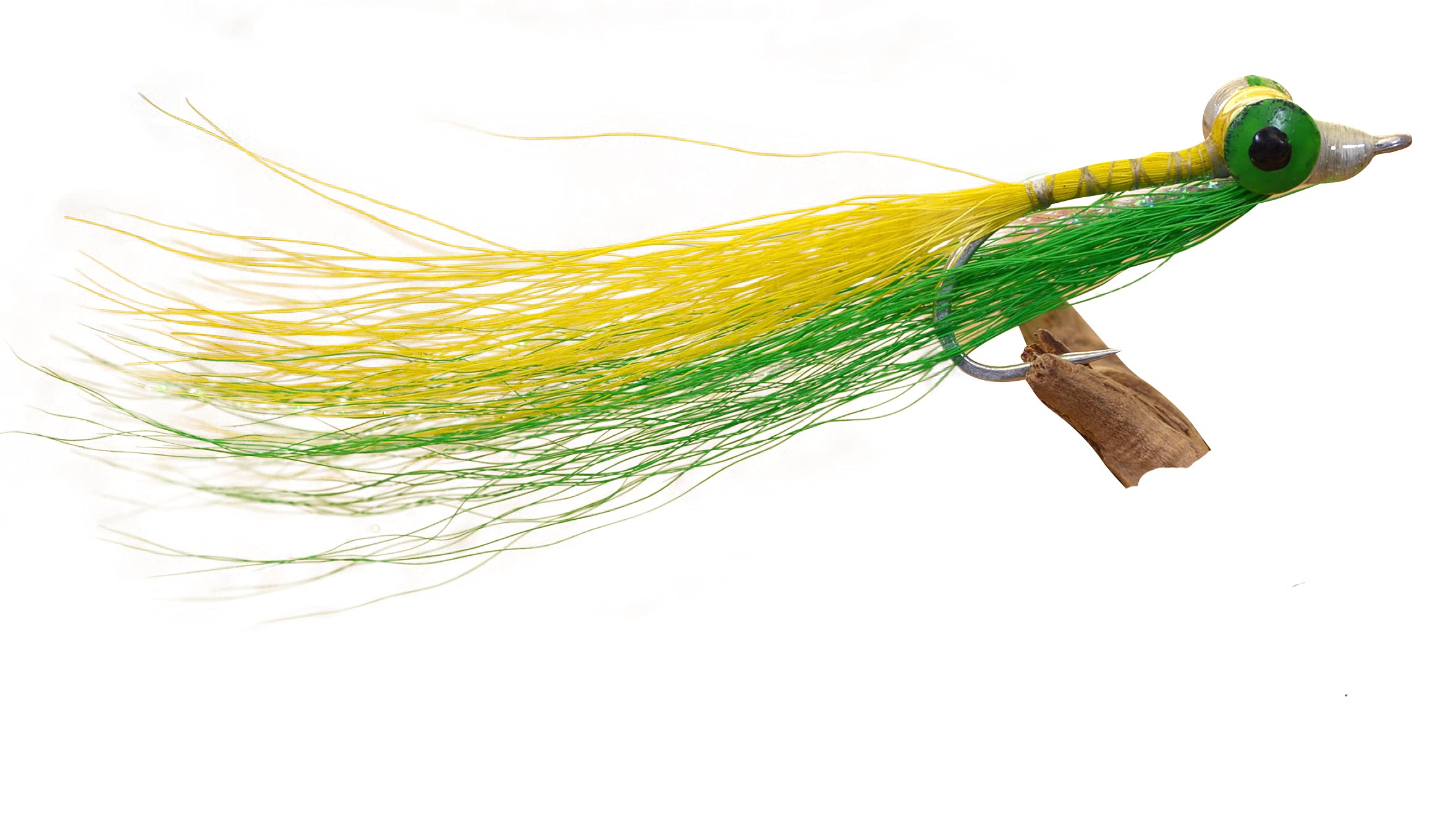 Clouser Minnow Fishing Flies - Green & Yellow Saltwater Flies with Mustad Signature Duratin Hooks - 6 Pack for Trout, Bass, and Saltwater Game Fish - Perfect for Fly Fishing and Stream Fishing Adventures
