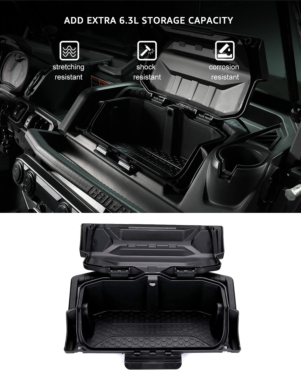 A & UTV PRO Defender Dash Storage Box - Removable Upper Dashboard Storage Bin for 2016-2021 Can Am Defender HD5 HD8 HD10 MAX Accessories (Replaces OEM# 715004344) - Perfect for Off-Roading, Hunting & Outdoor Adventures