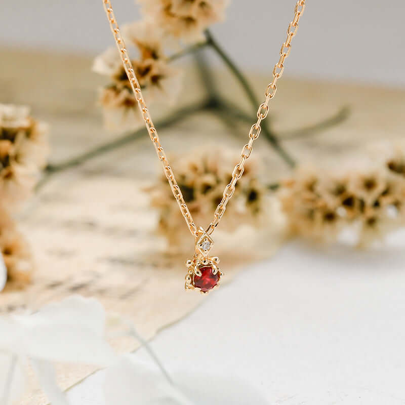 Luxury Red Ruby Gemstone Necklace for Women | 18K Gold Plated Elegant Jewelry Gift | Perfect for Weddings, Anniversaries & Special Occasions