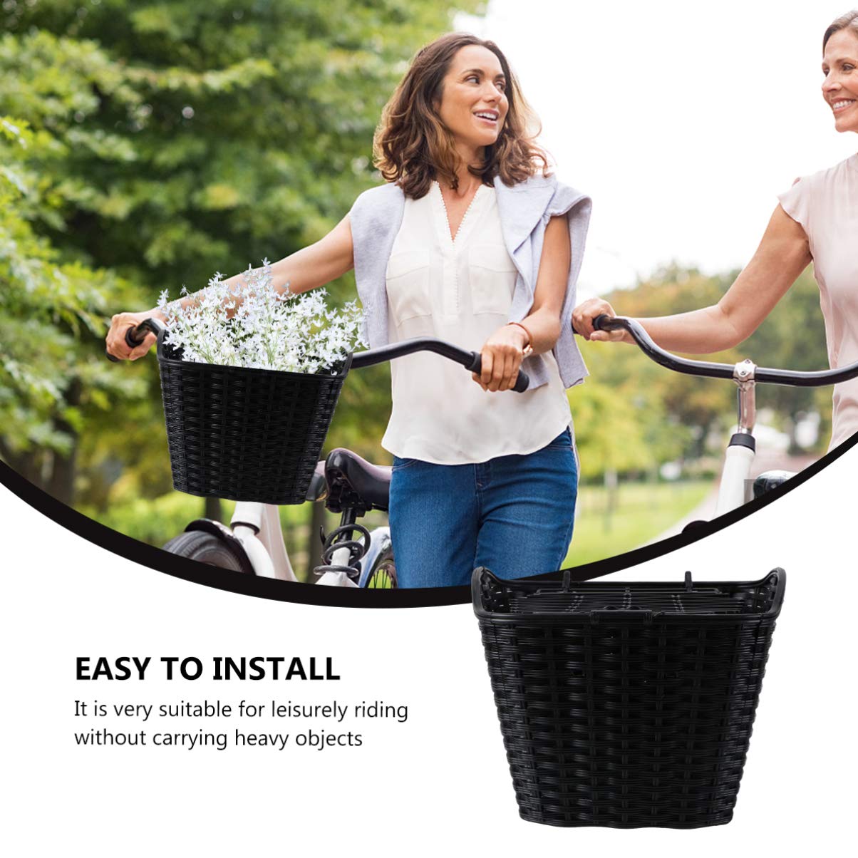 **BESPORTBLE Black Bike Front Basket with Cover - Heavy Duty Handlebar Carrier for Bicycle, Tricycle & Scooter - Perfect for Outdoor Cycling, Grocery Shopping & Commuting**