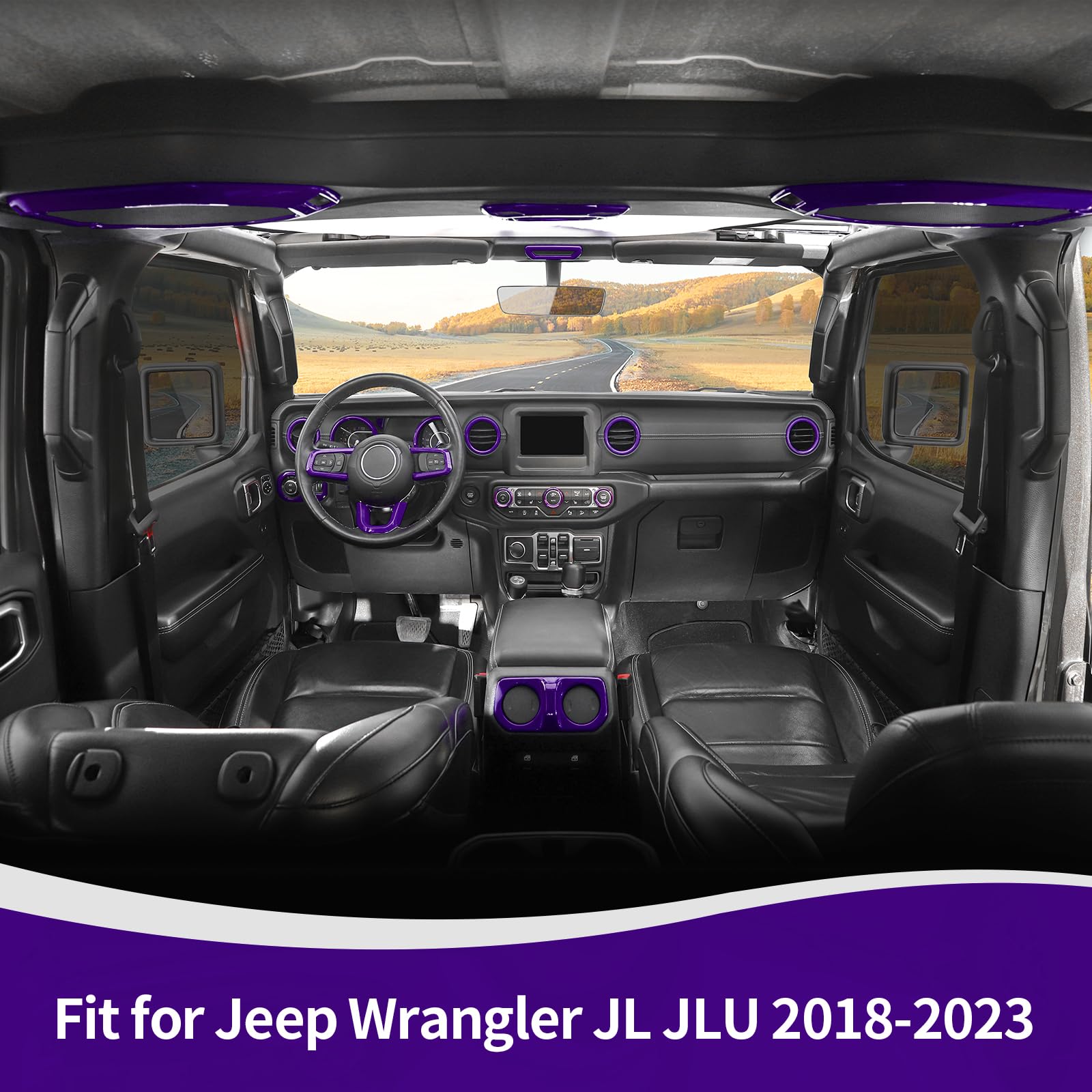 RT-TCZ Purple Interior Trim Cover Kit for Jeep Wrangler JL & JLU (2018-2023) - 20pcs Steering Wheel & AC Vent Accessories | Upgrade Your Ride's Style & Protection