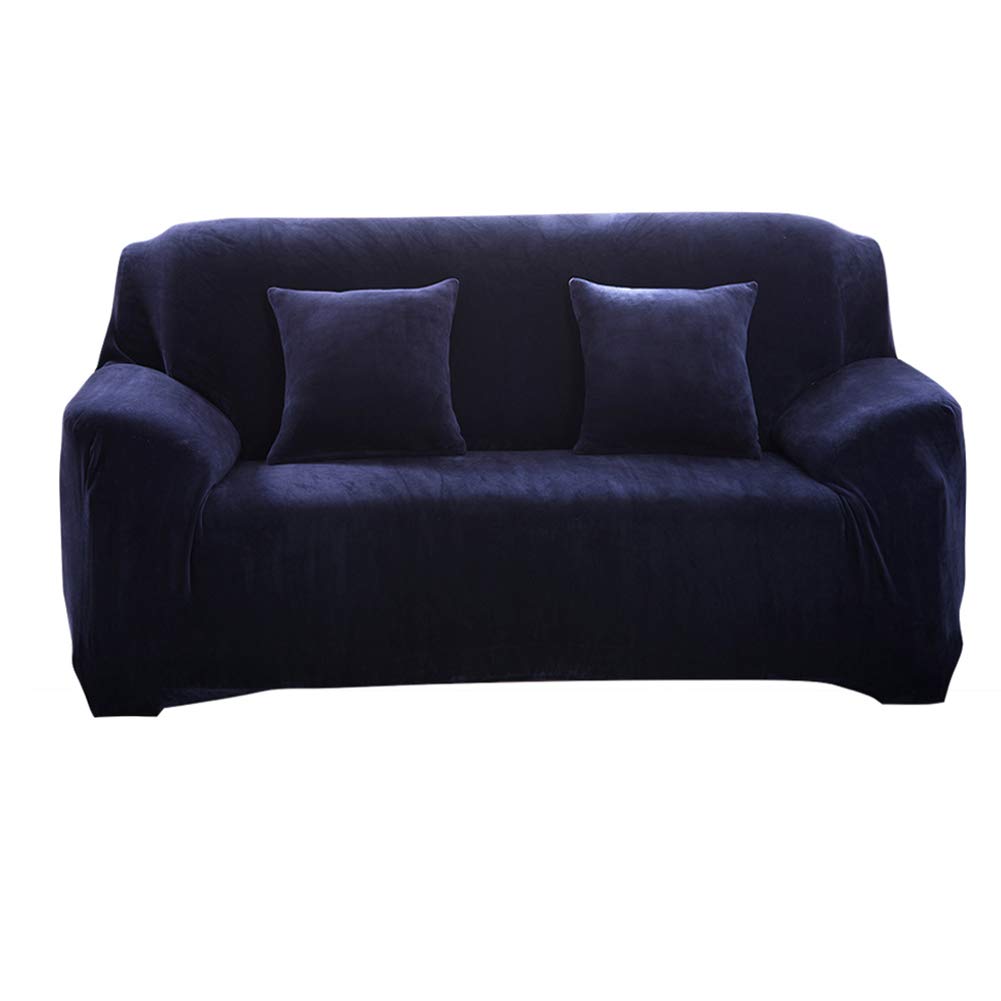 Stretch Velvet Sofa Cover - Non-Slip Furniture Slipcover for 3-Seater Couch, Dark Blue | Perfect for Living Room Protection & Style Upgrade | Home Decor, Pet-Friendly, Spill-Resistant Sofa Protector