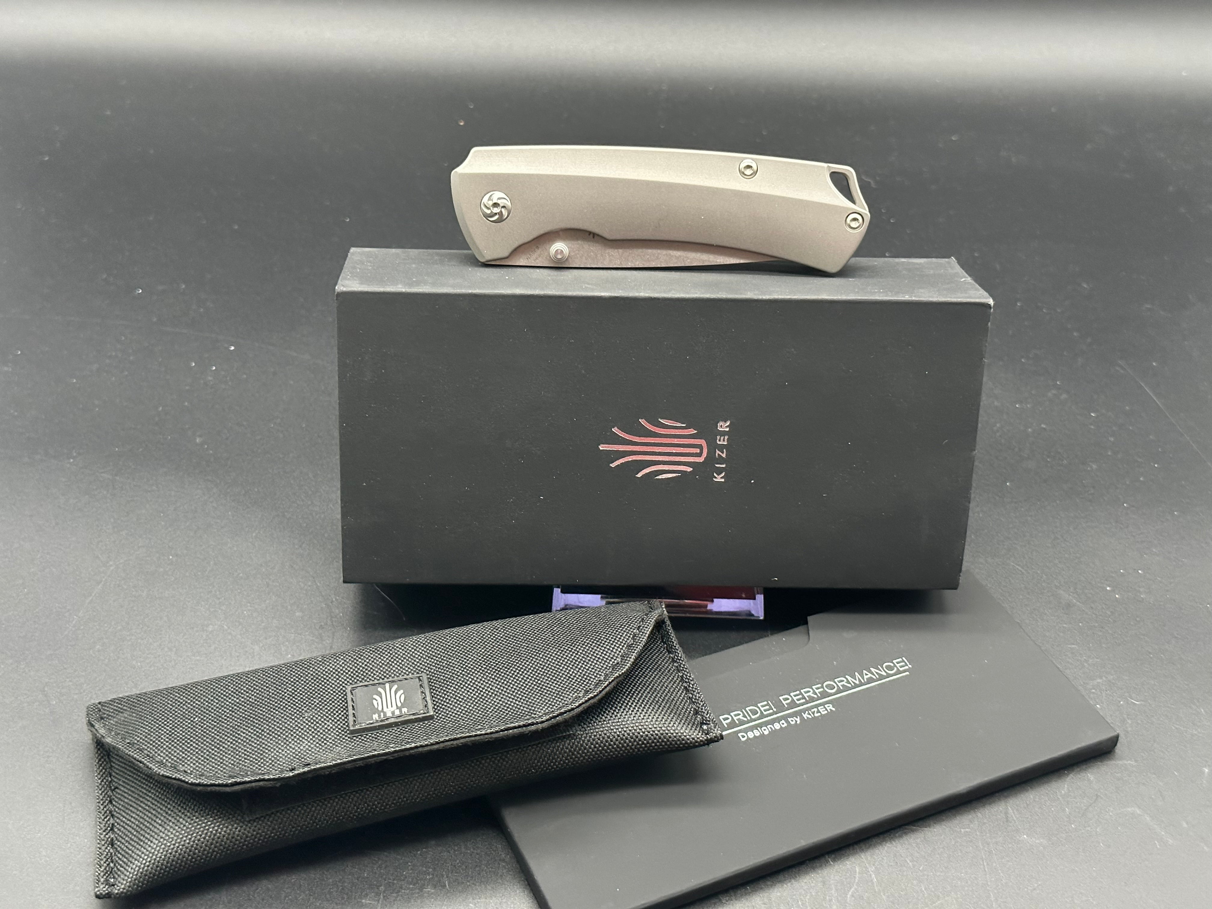 Kizer Hennicke T1 Pocket Knife - S35VN Blade, Titanium Handle, Stonewash Finish | EDC, Outdoor, Camping, Survival Gear