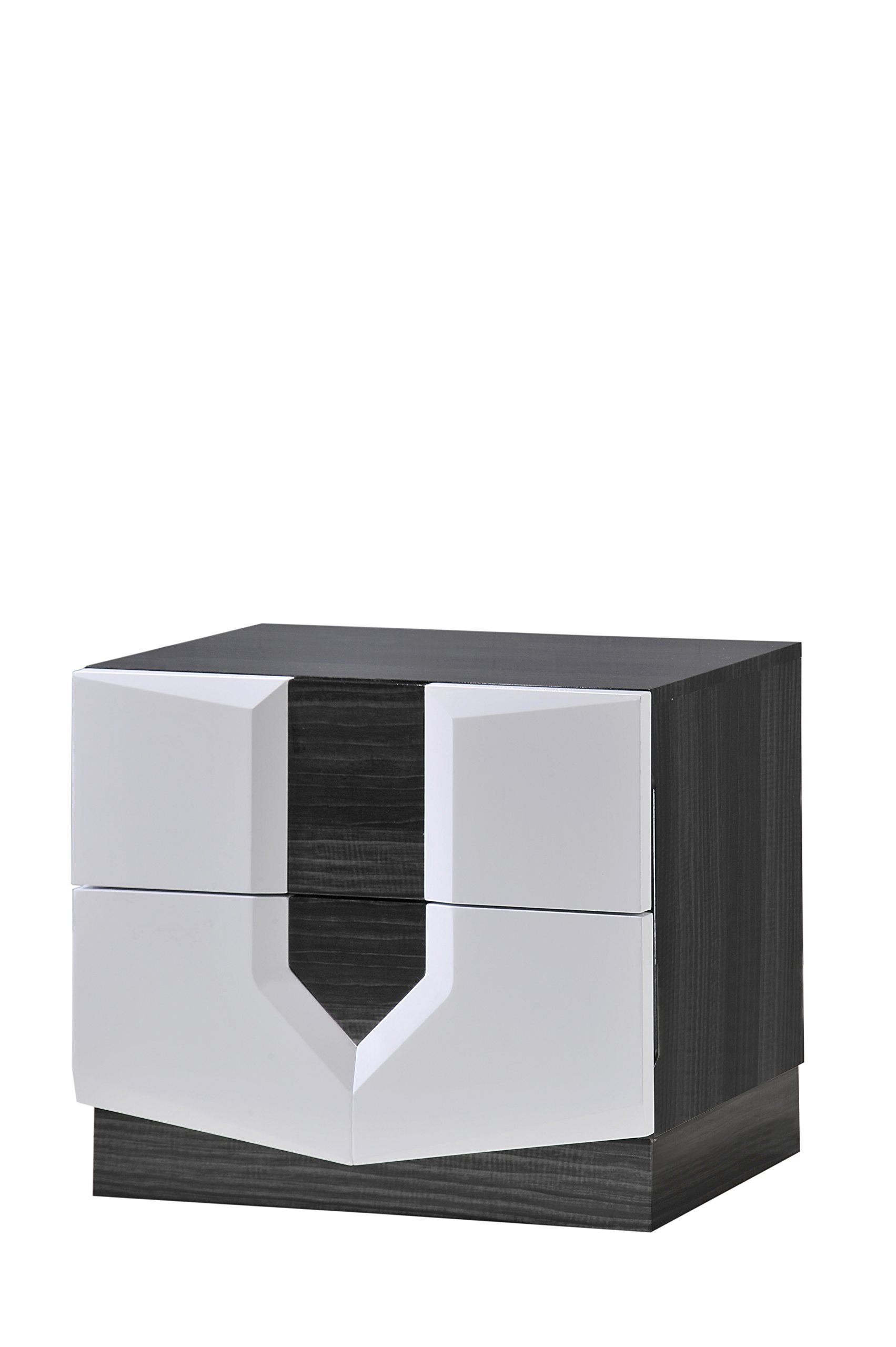 Global Furniture Hudson Nightstand - Modern Zebra Grey & White Finish, Bedside Table with Storage Drawer | Perfect for Bedrooms, Guest Rooms, and Small Spaces