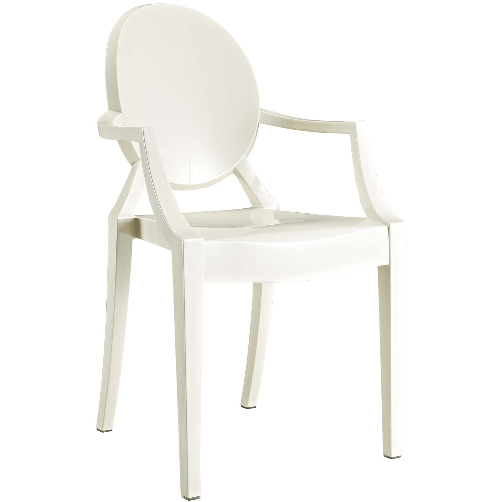 Modway Casper Modern Acrylic Stacking Kitchen & Dining Chair - White, Fully Assembled - Perfect for Small Spaces, Patio, and Contemporary Dining Rooms