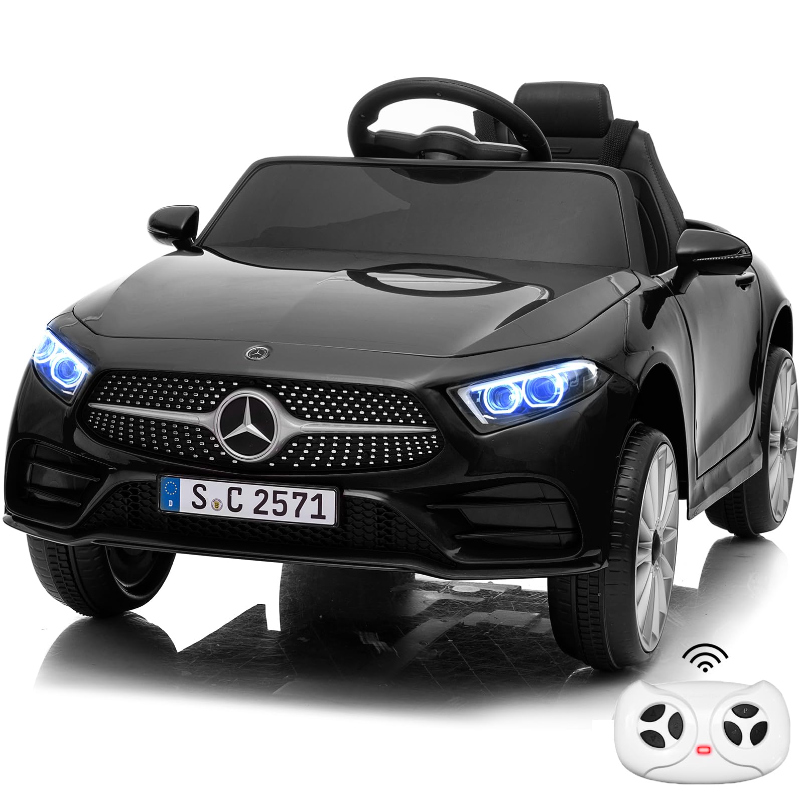 12V Mercedes Benz Licensed Kids Electric Ride On Car with Parent Remote Control - Adjustable Speed, Safety Belt, Music & LED Lights - Battery Powered Toy Vehicle for Boys & Girls (Black) | Perfect for Birthday Gifts, Outdoor Play & Backyard Fun