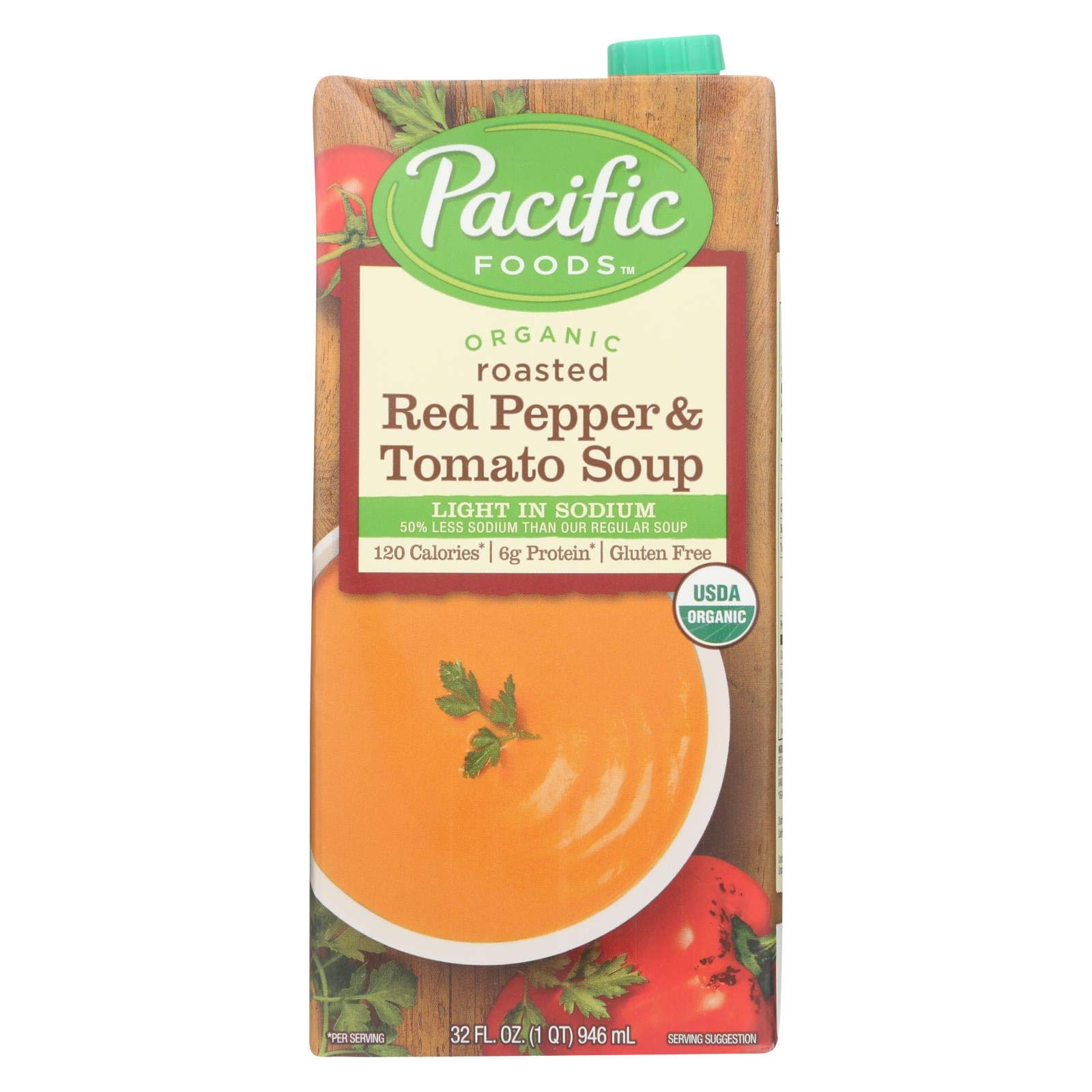 Organic Creamy Roasted Red Pepper & Tomato Soup by Pacific Foods - Low Sodium, 32oz (Pack of 12) | Healthy Vegan Meal, Quick Lunch or Dinner, Pantry Staple for Busy Families