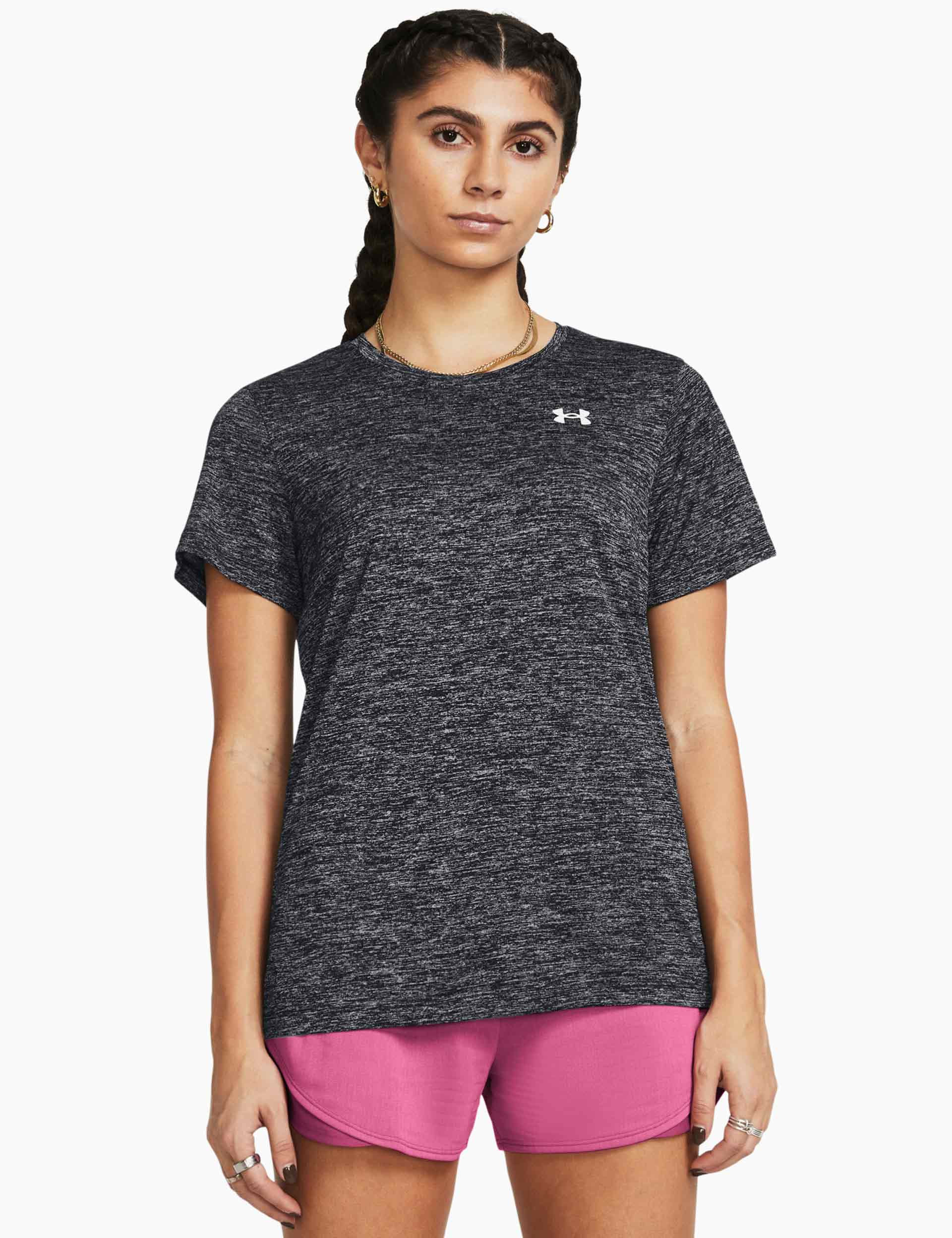 UA Tech Twist Short Sleeve T-Shirt for Men - Moisture Wicking Athletic Shirt, Breathable Workout Top (Black/White) - Perfect for Gym, Running & Outdoor Activities