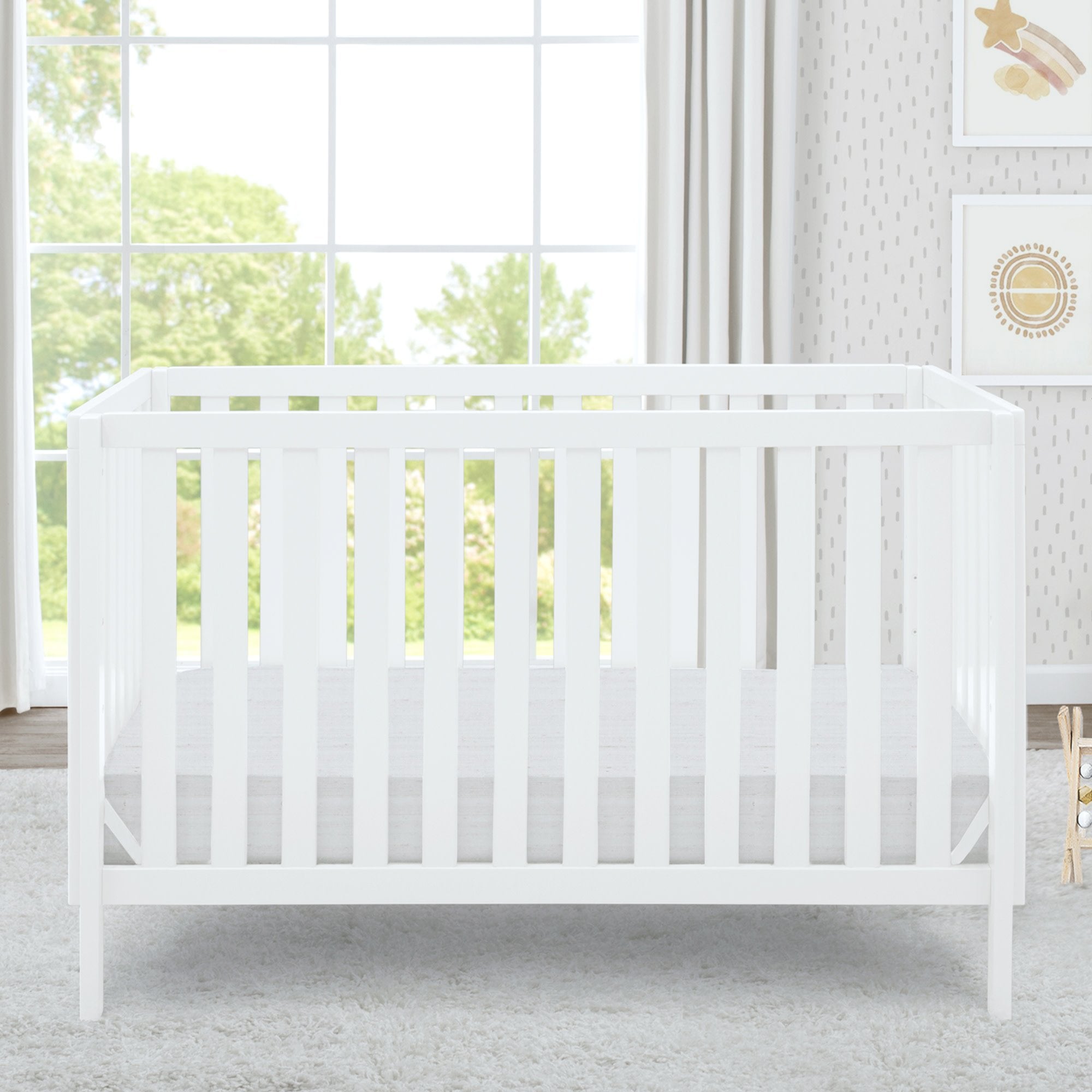 Milo 3-in-1 Convertible Baby Crib - White Wooden Nursery Bed with Toddler Rail & Daybed Conversion - Perfect for Newborns to Toddlers in Modern Nursery Rooms