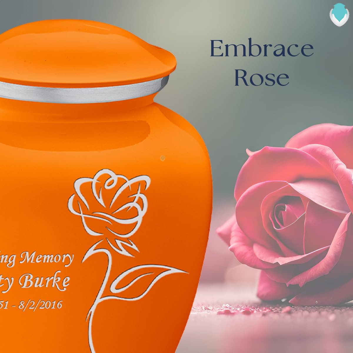 Personalized Rose Cremation Urn for Ashes - Large Burnt Orange Funeral Urn for Adults with Double-Side Engraving (Holds 200 lbs) - Perfect for Memorial Services & Home Display