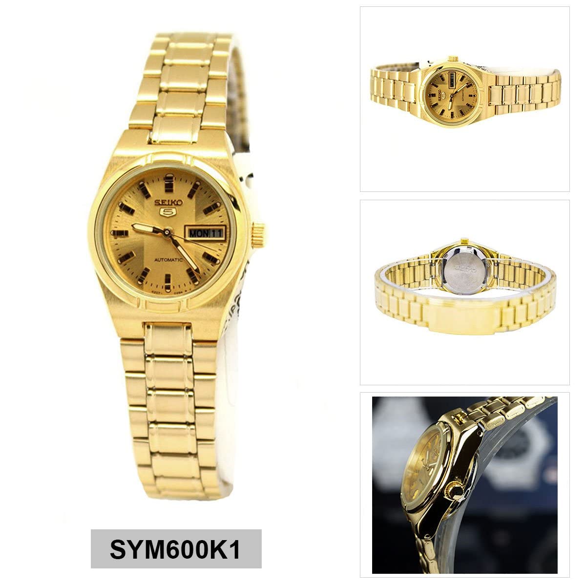 Seiko SYM600K Women's Automatic Watch - Gold Dial, Gold-Tone Stainless Steel Band | Elegant Dress Watch for Business, Formal Events & Luxury Gifts