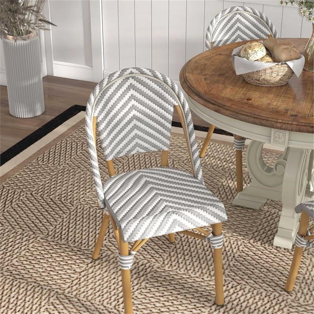 Acti Modern Aluminum Patio Dining Chairs (Set of 2) - Gray Outdoor Furniture for Garden, Poolside & Backyard Dining - Weather-Resistant & Comfortable