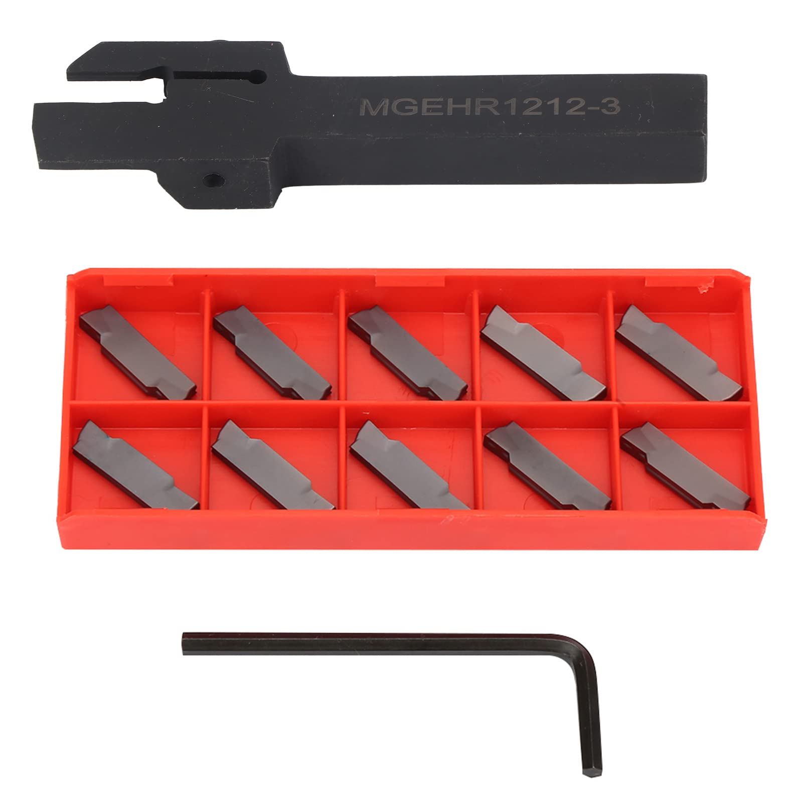 MGEHR1212 Lathe Grooving & Parting Tool Holder with 10pcs MGMN300 Turning Inserts - High Precision Metal Lathe Cutting Tool for CNC Machining, Metalworking, and Industrial Manufacturing