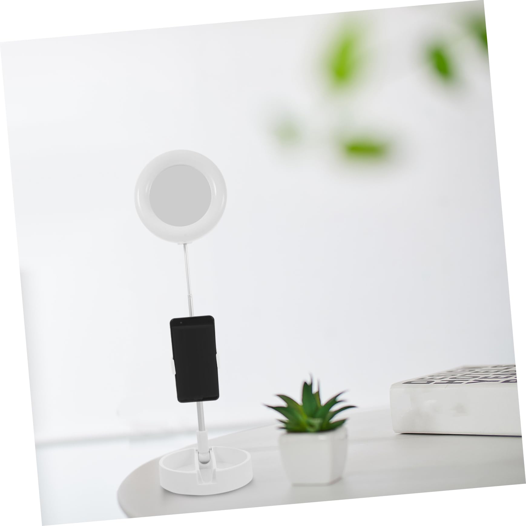 Foldable ABS White LED Phone Stand Holder - Multipurpose Desk & Beauty Mobile Phone Stand for Hands-Free Viewing, Perfect for Watching Videos, Video Calls & Makeup Tutorials