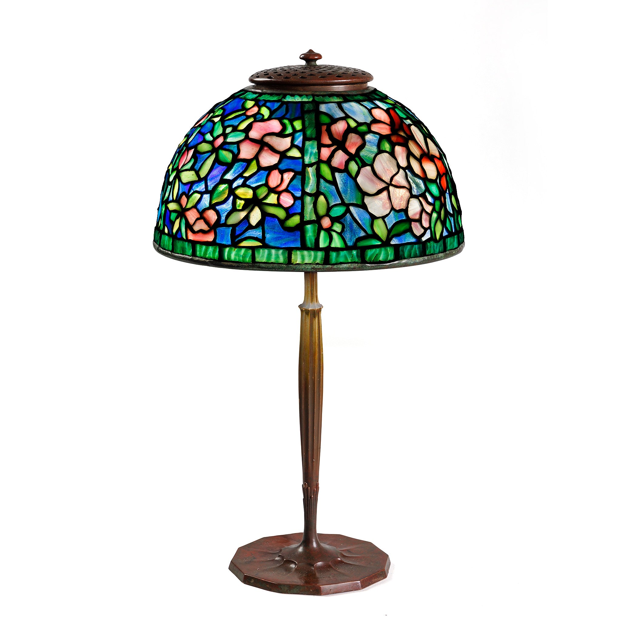 Tiffany Studios New York Pony Azalea Table Lamp - Antique Stained Glass Tiffany Style Lamp for Home Decor, Living Room, Bedroom Lighting