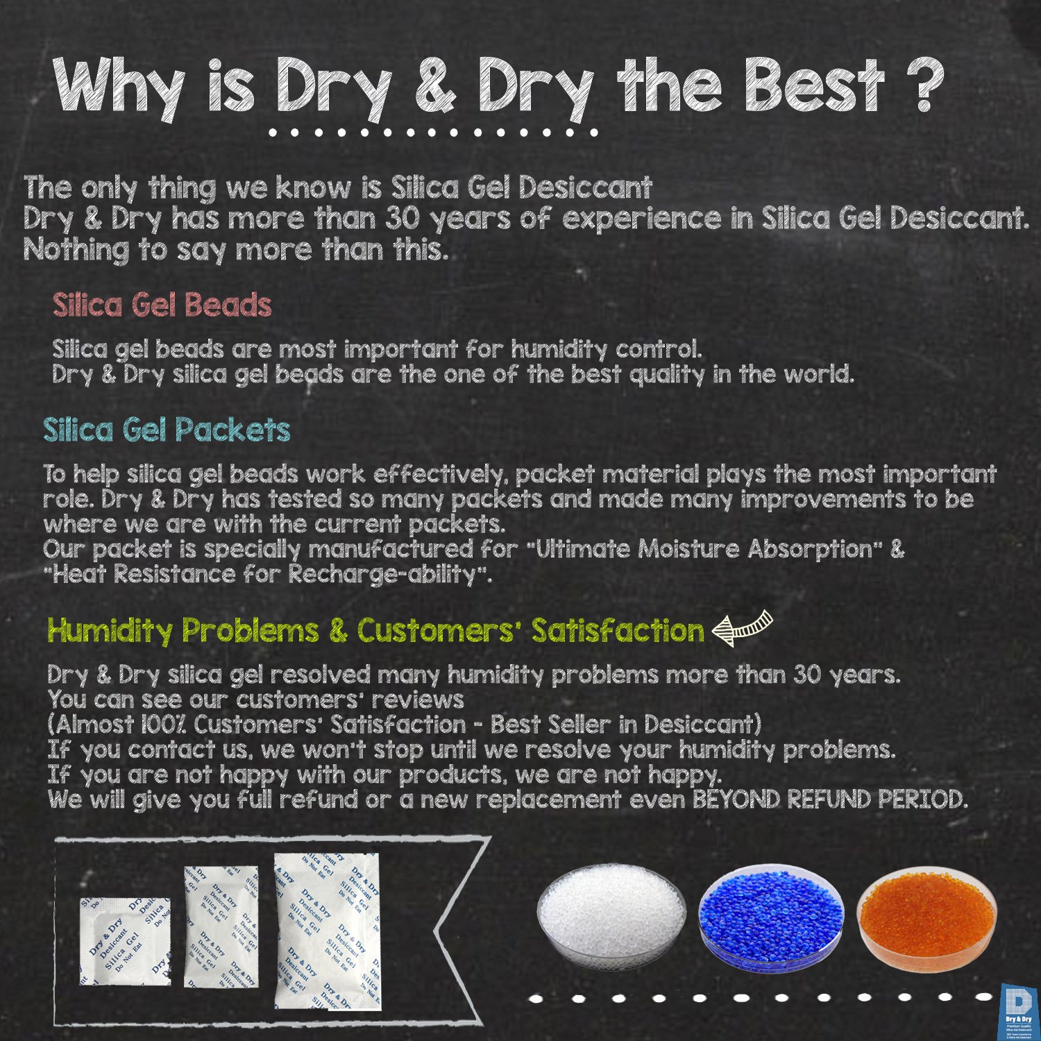 Dry & Dry 20 Gram [30 Packets] Premium Orange Indicating Silica Gel Packets (Orange to Dark Green) - Rechargeable Moisture Absorber Desiccant for Storage, Closets, Safes & Electronics | Ideal for Food Preservation, Gun Safes & Document Protection