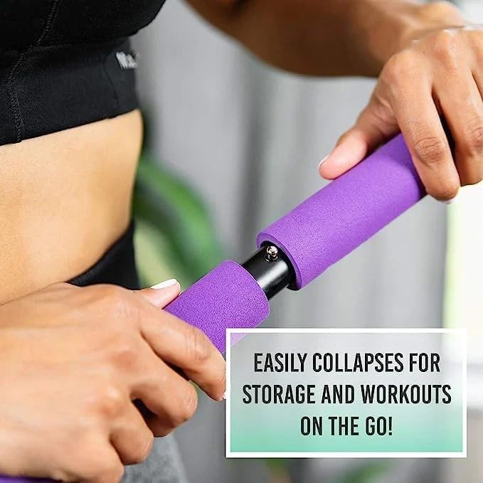 Pilates Bar Kit with Resistance Bands - Full Body Workout Equipment for Sculpting, Yoga, Squats & Stretch Fusion | Home Gym & Studio Fitness Accessory
