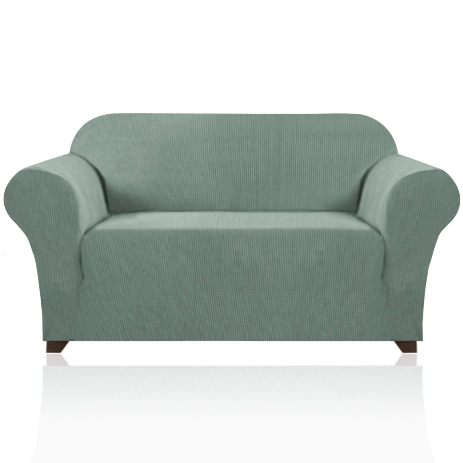 PrinceDeco Stretch Loveseat Sofa Cover - Washable 2-Cushion Slipcover with Non-Slip Bottom, Pet-Friendly Furniture Protector for Living Room, Bedroom, or Office (Sage Green)