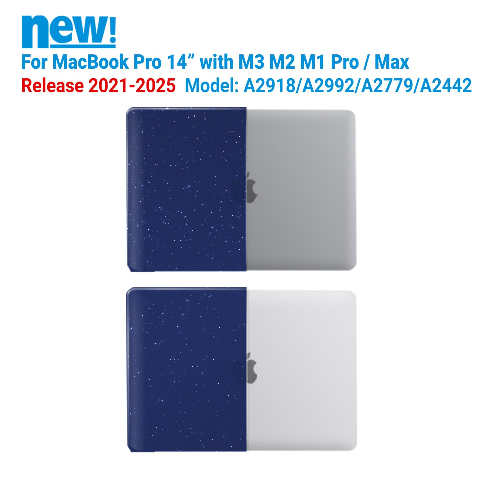 IBENZER 14 Inch MacBook Pro Hard Shell Protective Case with Keyboard Cover - Star Blue (T14-S-BL+1) | Durable Laptop Cover for Work, Travel & School