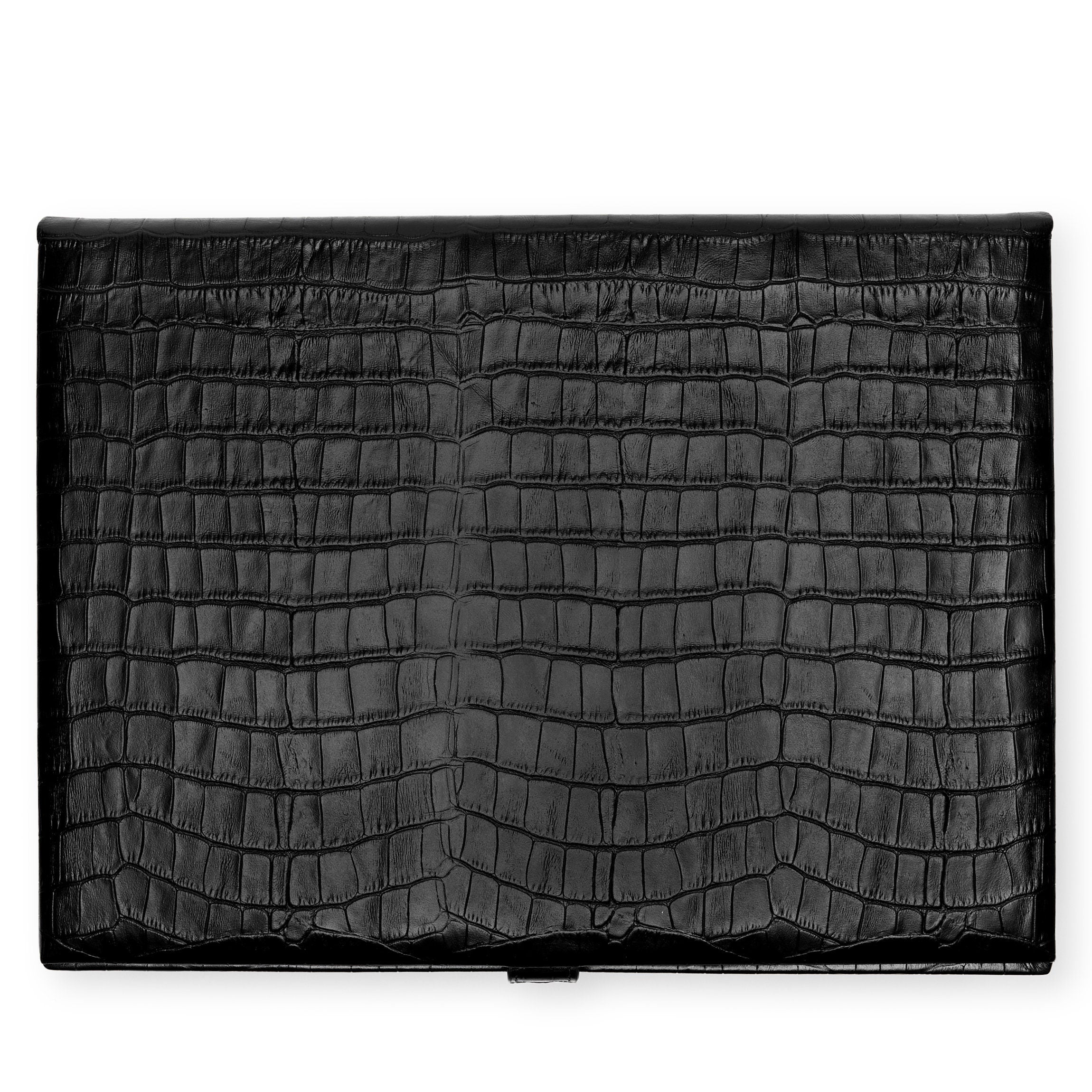Large Decorative Storage Box with Black Crocodile Embossed Pattern - Perfect for Home Organization, Jewelry Storage & Gift Wrapping