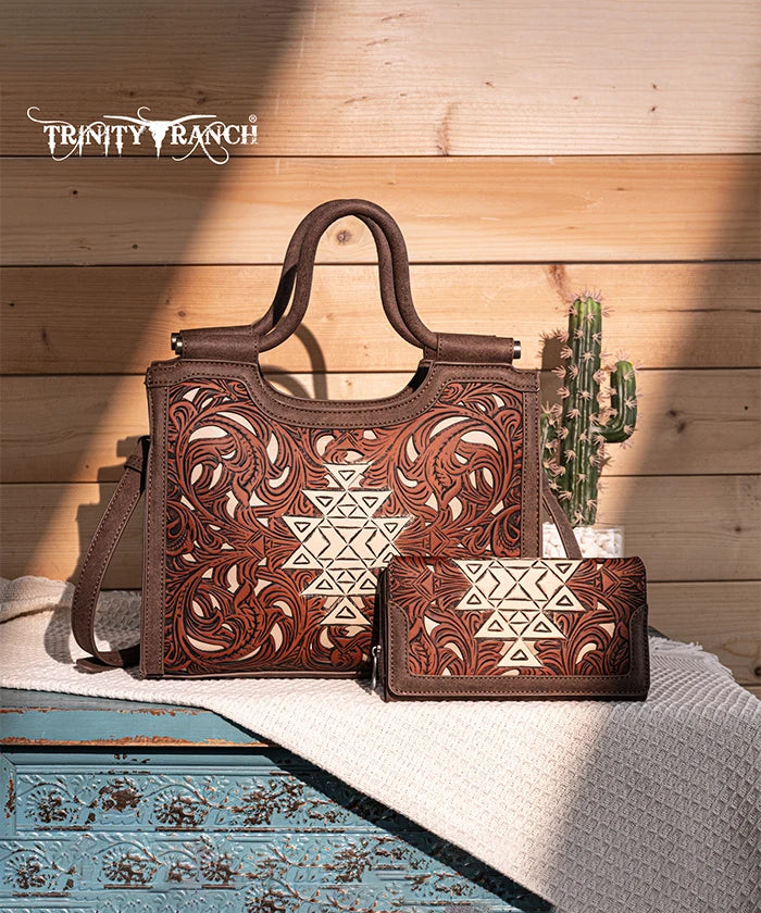 Trinity Ranch Tooled Leather Tote Bag with Concealed Carry Pocket - Stylish & Functional Purse for Women, Perfect for Everyday Use, Travel, and Concealed Carry Needs