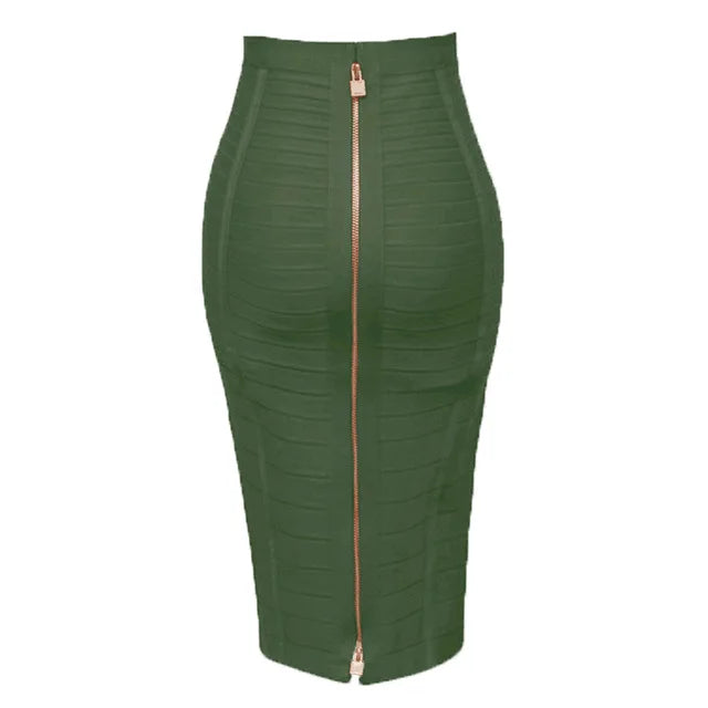 Stylish Black Red Blue Orange Zipper Bodycon Rayon Bandage Skirt for Women | Sexy Pencil Skirt for Day, Night, Party & Club Outfits | Perfect for Date Nights, Clubbing & Special Occasions