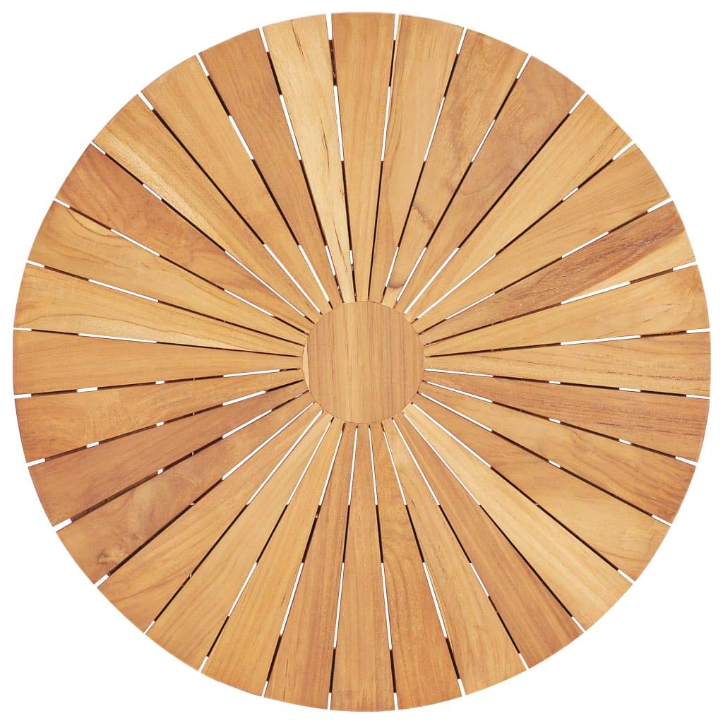 Foldable Outdoor Patio Table - Weather Resistant Solid Teak Wood Round Side Table (23.6