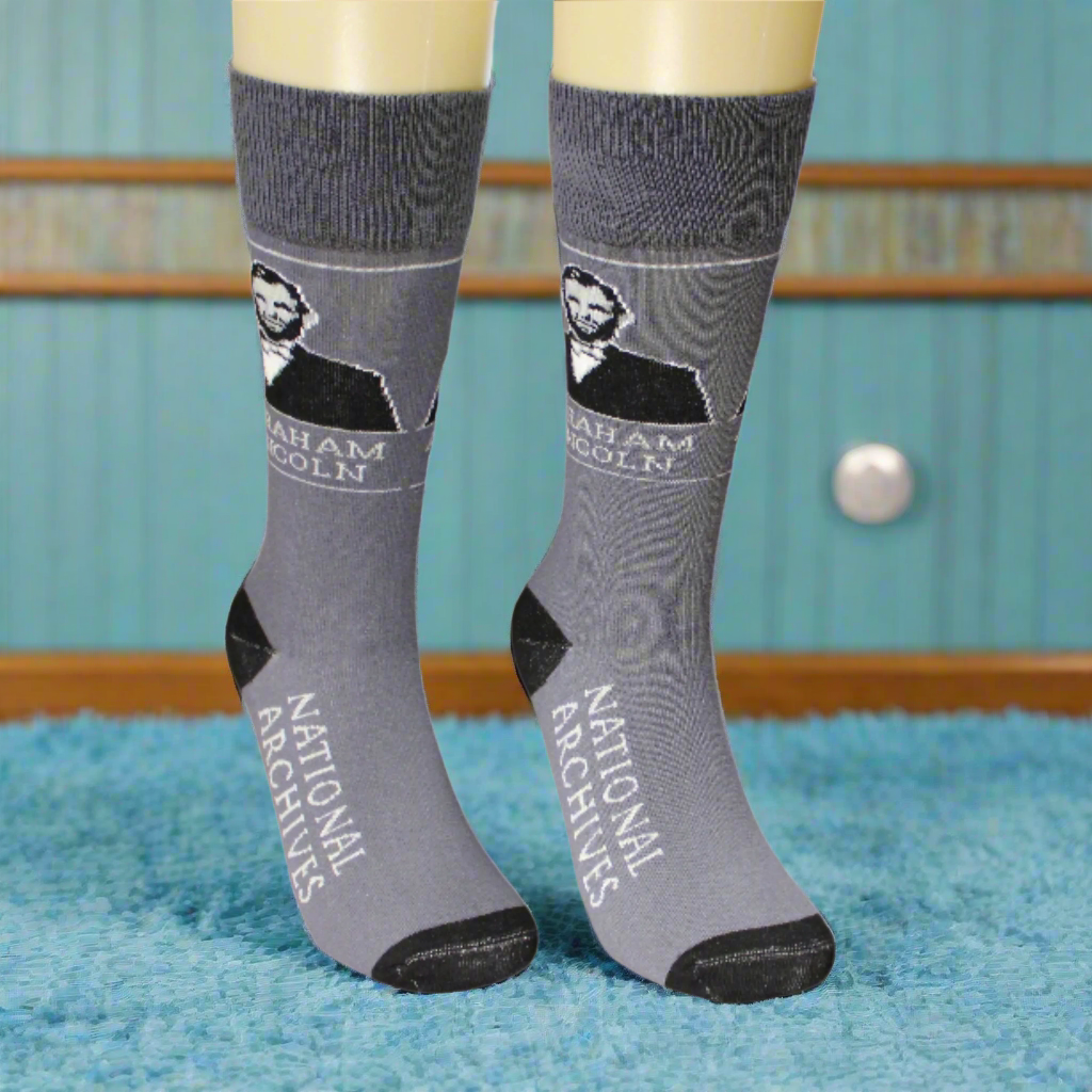 Abraham Lincoln Crew Socks - Patriotic American History Novelty Socks for Men & Women - Perfect for Presidents Day, History Buffs & Gift Giving