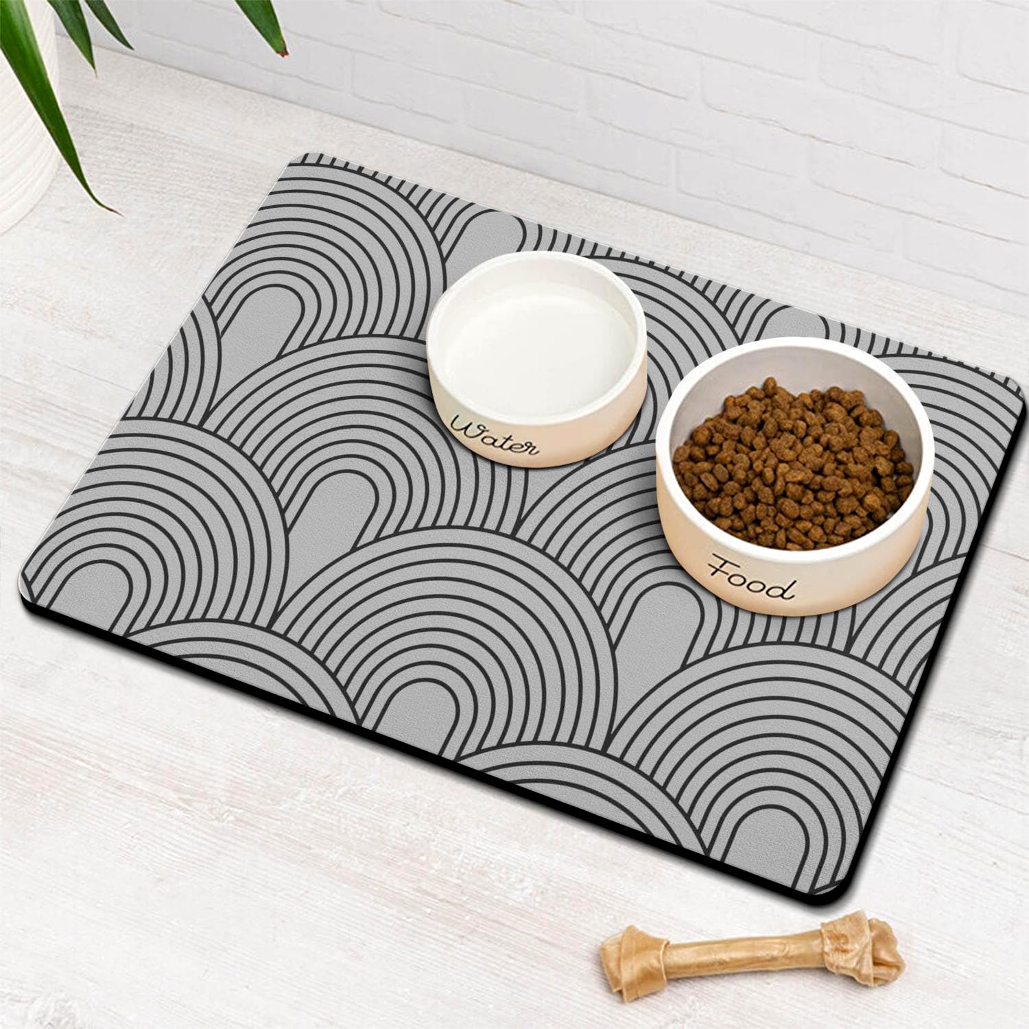 **Super Absorbent Dog Food Mats for Floors - Non-Slip Pet Feeding Mat for Cats & Dogs, Eco-Friendly Boho Style Placemat for Bowls (Perfect for Messy Eaters & Spill Protection in Kitchen or Dining Area)**