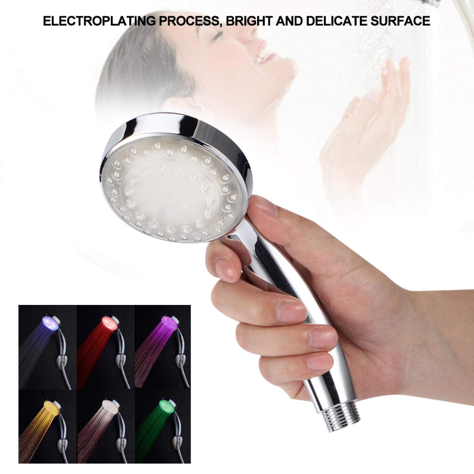7 Color Changing LED Shower Head with High Pressure & Water Saving - Universal Handheld Shower for Relaxing Bath & Spa Experience at Home