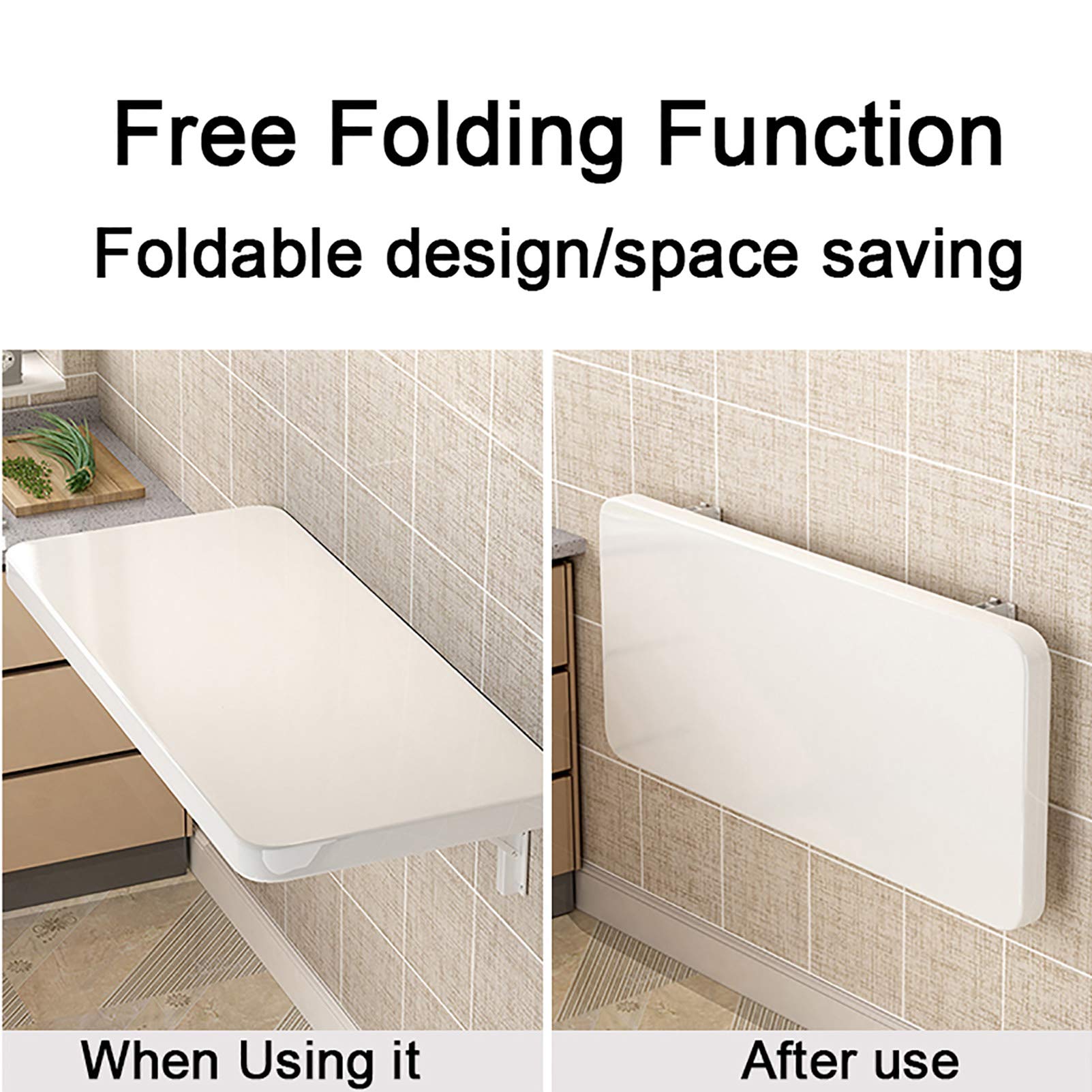 Feelme Folding Wall-Mounted Drop-Leaf Table - Space Saving Study Desk for Small Rooms, Home Office Computer Desk, Kids Study Table & Kitchen Dining Table - Perfect for Apartments, Dorms & Tiny Homes
