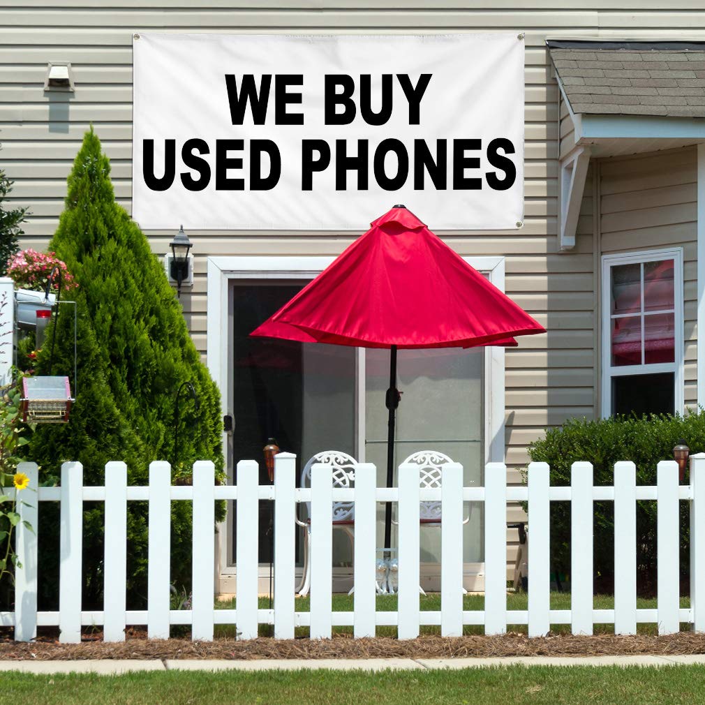Vinyl Banner - Multiple Sizes (60x144 Inches) | Weatherproof Outdoor Yard Signs with 10 Grommets | Perfect for Retail, Industrial & Used Phone Buyers | Great for Business Advertising, Event Signage & Property Sales