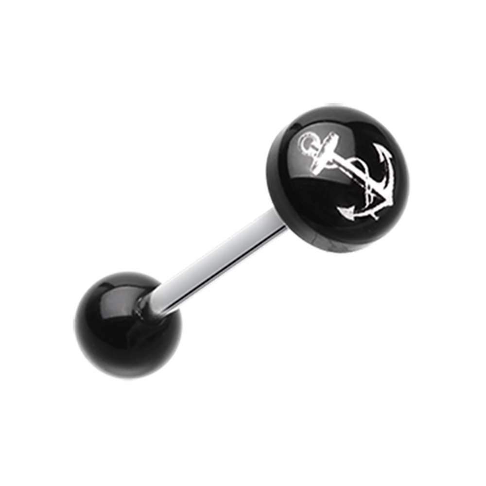 Classic Anchor Acrylic Barbell Tongue Ring - Stylish Body Jewelry for Piercing