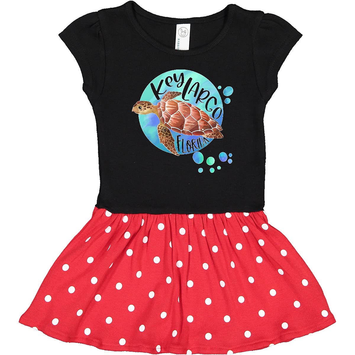Inktastic Key Largo Florida Swimming Sea Turtle with Bubbles Baby Dress - Cute Ocean-Themed Outfit for Beach Vacations & Summer Playdates