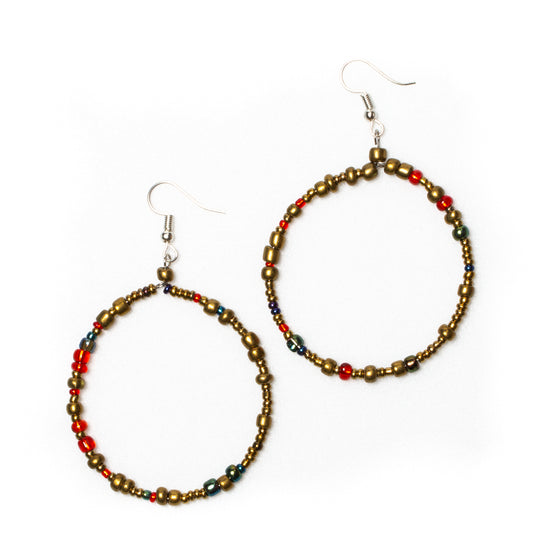 Stylish Red Beaded Hoop Earrings for Women - Trendy Dangle Statement Jewelry - Perfect for Parties, Weddings & Everyday Wear