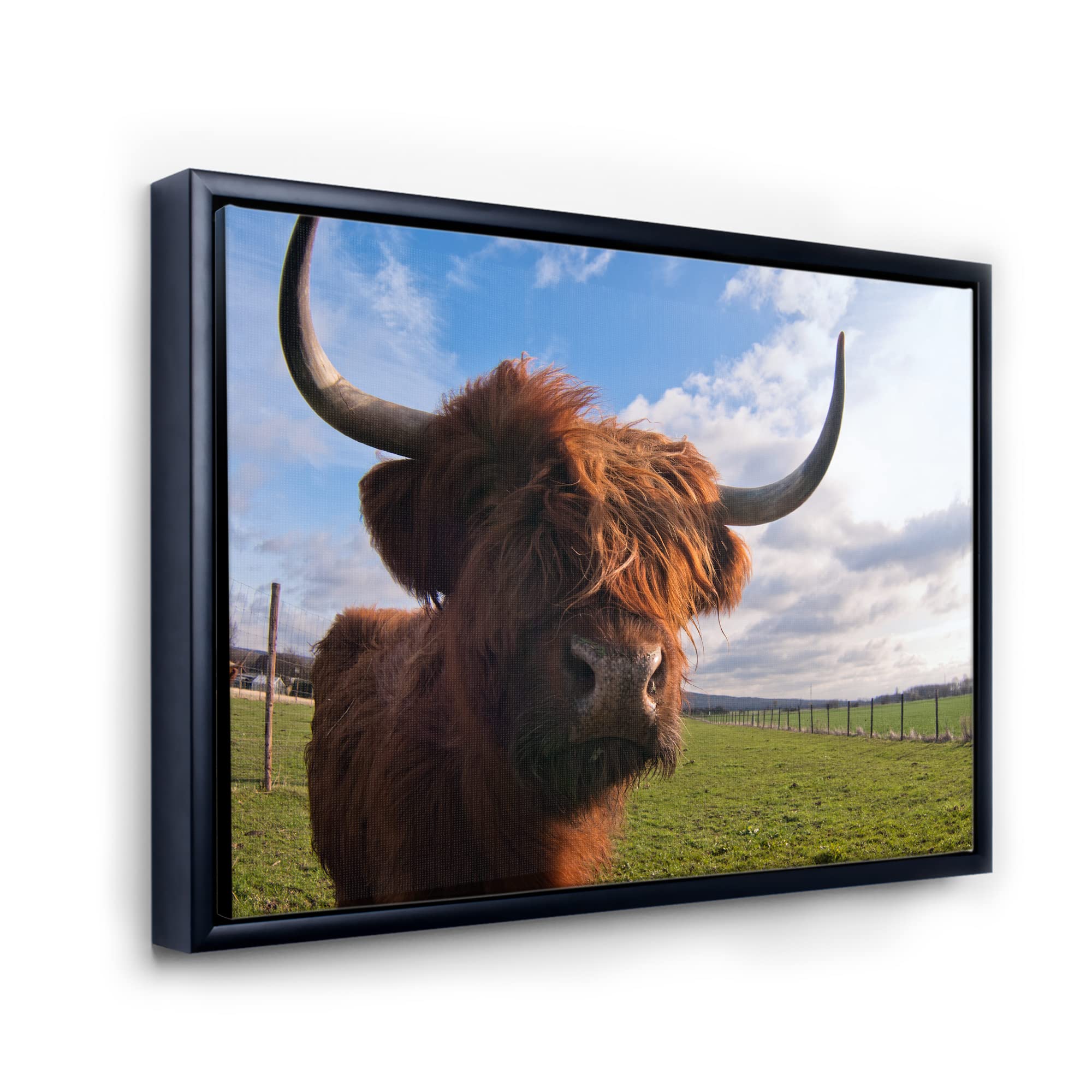 DesignQ Yak Portrait Framed Canvas Wall Art Print - Farmhouse Decor for Living Room, Bedroom & Office