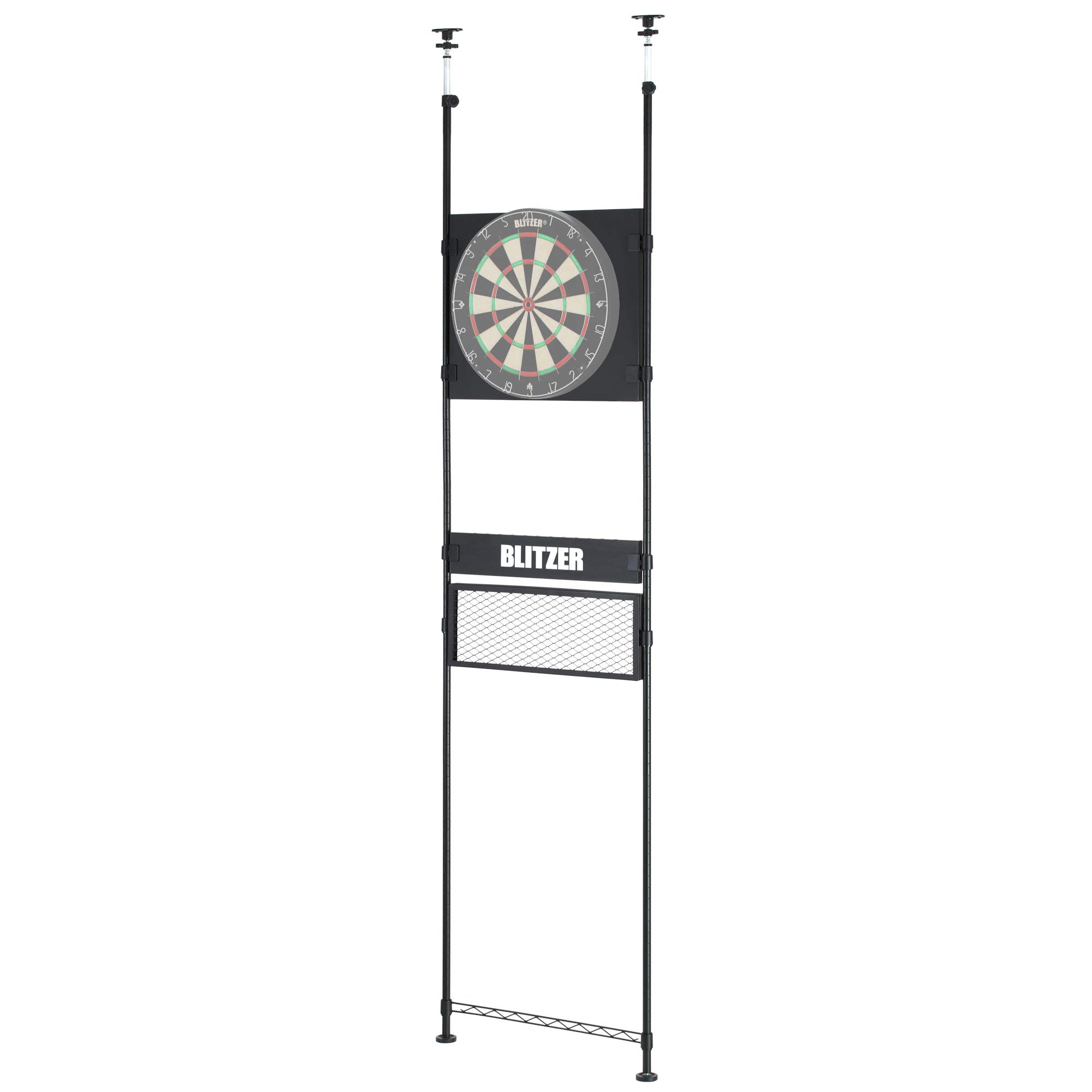 BLITZER BSD30-BK Space-Saving Hard Dart Stand with Adjustable Height 86.6-120.2 inches (220-310 cm) - Flat Front Design for Easy Dart Play | Perfect for Home Game Rooms, Bars, and Recreational Spaces