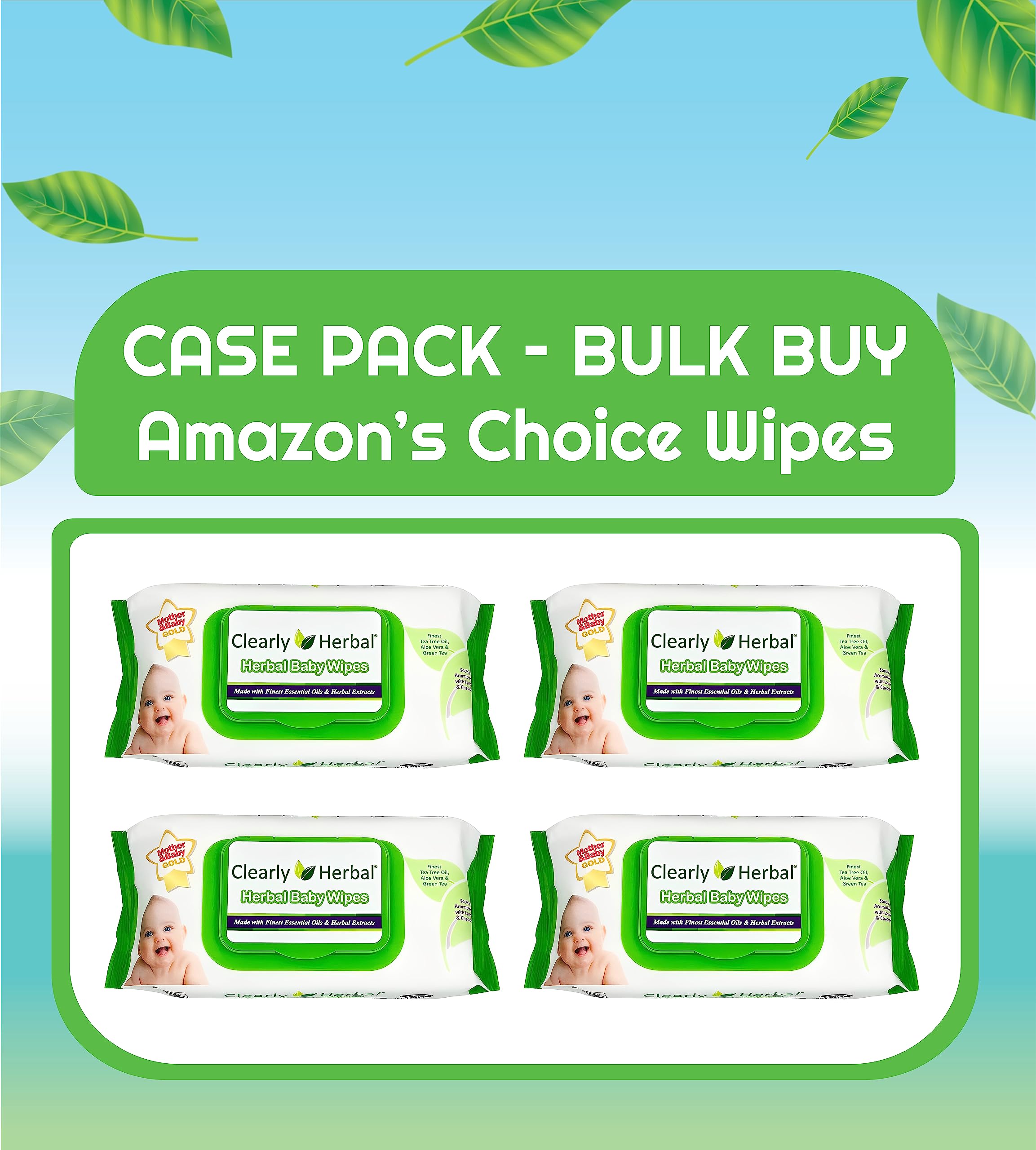 Organic Baby Wipes with Essential Oils & Herbal Extracts | 288-Count Plant-Based Wipes (4 Packs of 72) | Gentle for Newborns, Diaper Changes & On-the-Go Cleaning | Hypoallergenic & Chemical-Free