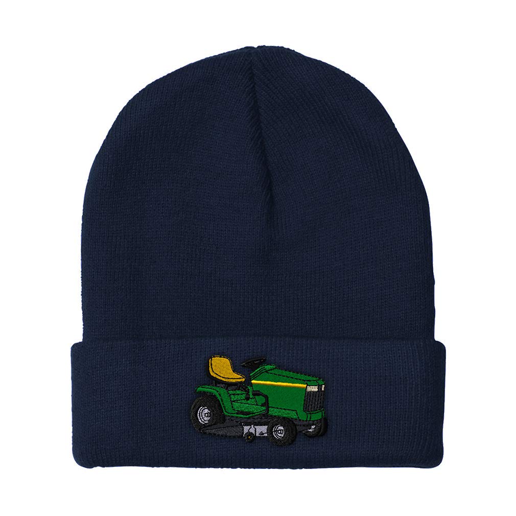 Custom Embroidered Acrylic Skull Cap Beanie - Winter Hats for Men & Women Riding Lawn Mowers (One Size Fits All) - Warm Unisex Hat for Outdoor Work, Snow Sports & Cold Weather Activities