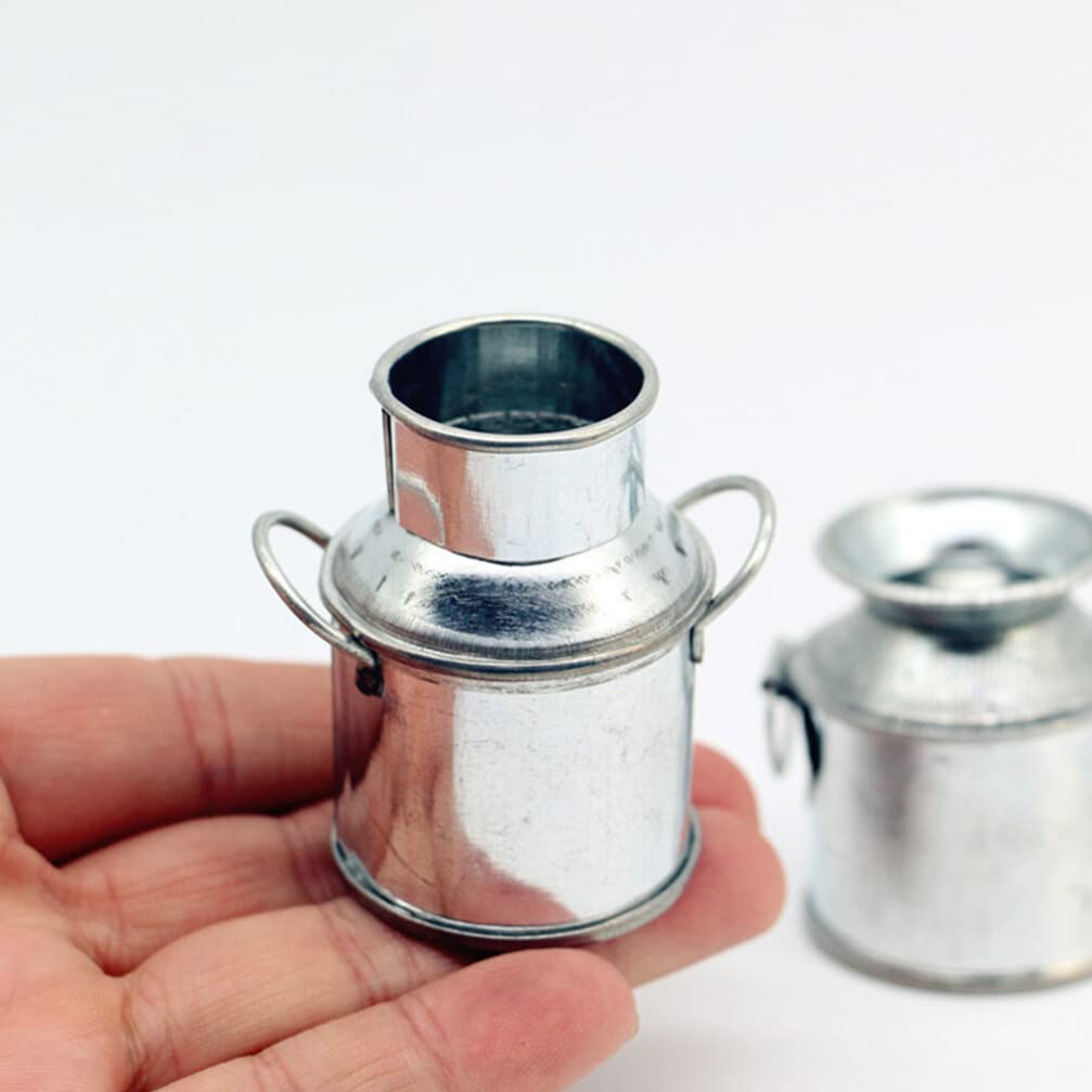 2PCS Miniature Buckets for Tiny House Decor, Mini Flower Vases, DIY Centerpieces - Perfect for Fairy Gardens, Dollhouse Accessories, and Wedding Table Decorations