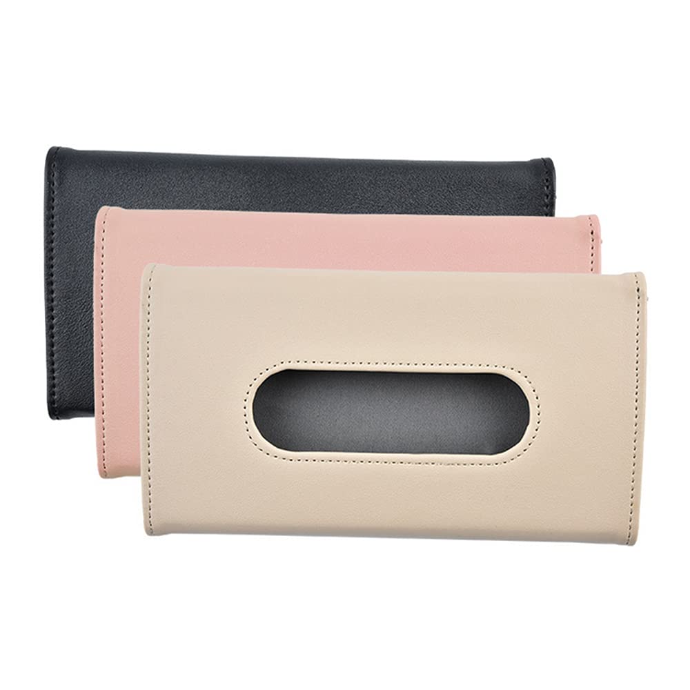 3 Pack PU Leather Car Visor Tissue Box Holder - Sun Visor Napkin Organizer for Car, Hanging Tissue Dispenser for Auto Accessories | Perfect for Road Trips, Commuting & Keeping Your Vehicle Clean