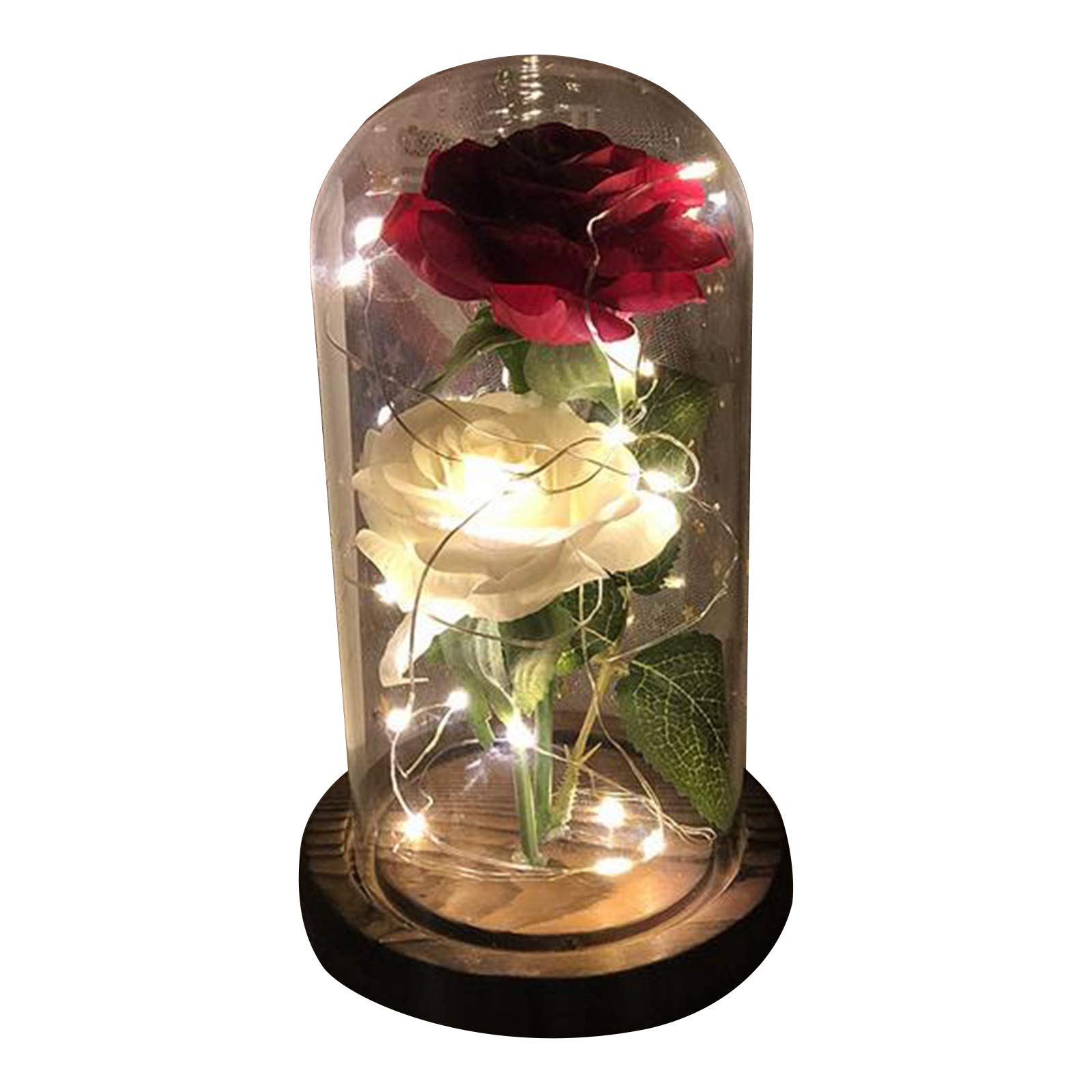 LED Red Simulation Rose Light - Decorative Glass Flower Ornament for Christmas Tree, Home, Wedding & Party Decor (Multicolor, One Size)