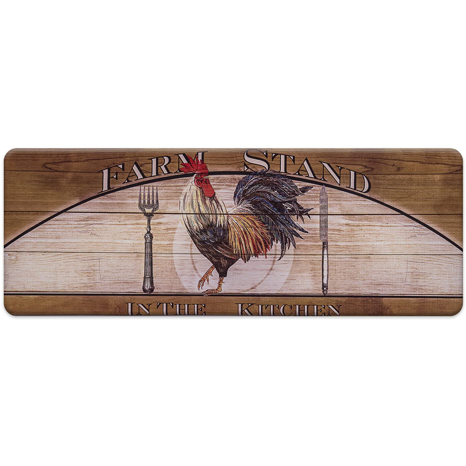EVERGRACE Farmhouse Kitchen Floor Mats 17x47 Inch - Anti-Fatigue Non-Slip Chef Mats with Waterproof Foam Cushion, Rooster Design Country Style Rug for Cooking & Dishwashing - Perfect for Farmhouse, Cottage & Rustic Kitchens