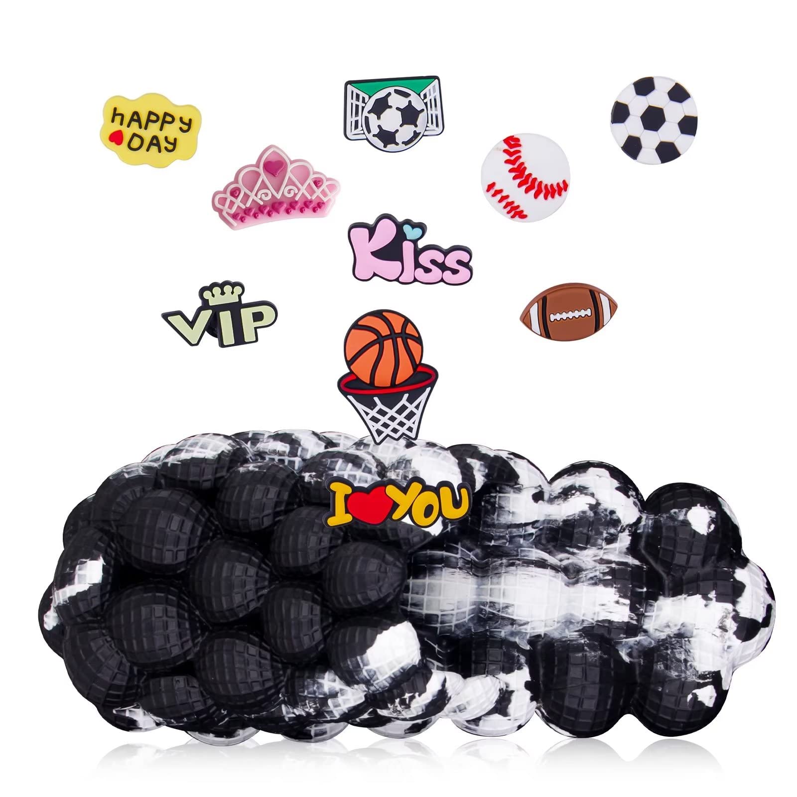 Massage Bubble Slides for Women & Men - Funny Lychee Non-Slip Spa Slippers, Soft Pillow Stress Relief Reflexology Sandals for Home, Gym & Shower - Includes 10 DIY Shoe Charms - Perfect for Relaxation, Foot Care & Indoor Comfort