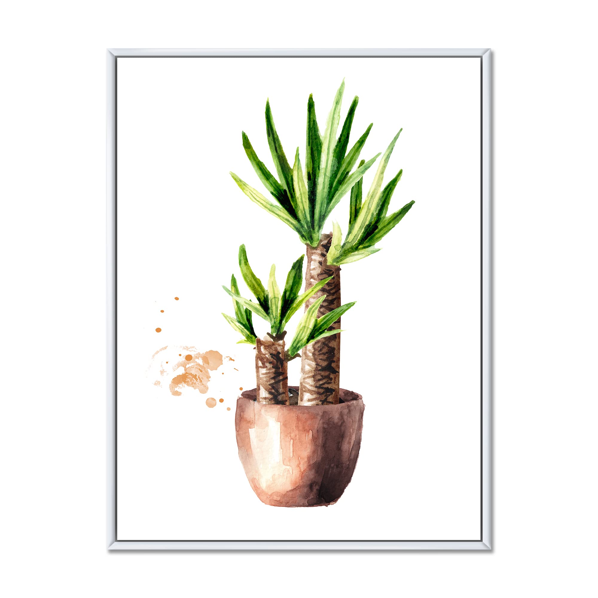 DesignQ Yucca Tree in Ceramic Pot - Traditional Framed Canvas Wall Art Print for Home & Office Decor | Perfect for Living Room, Bedroom or Office Wall Decoration