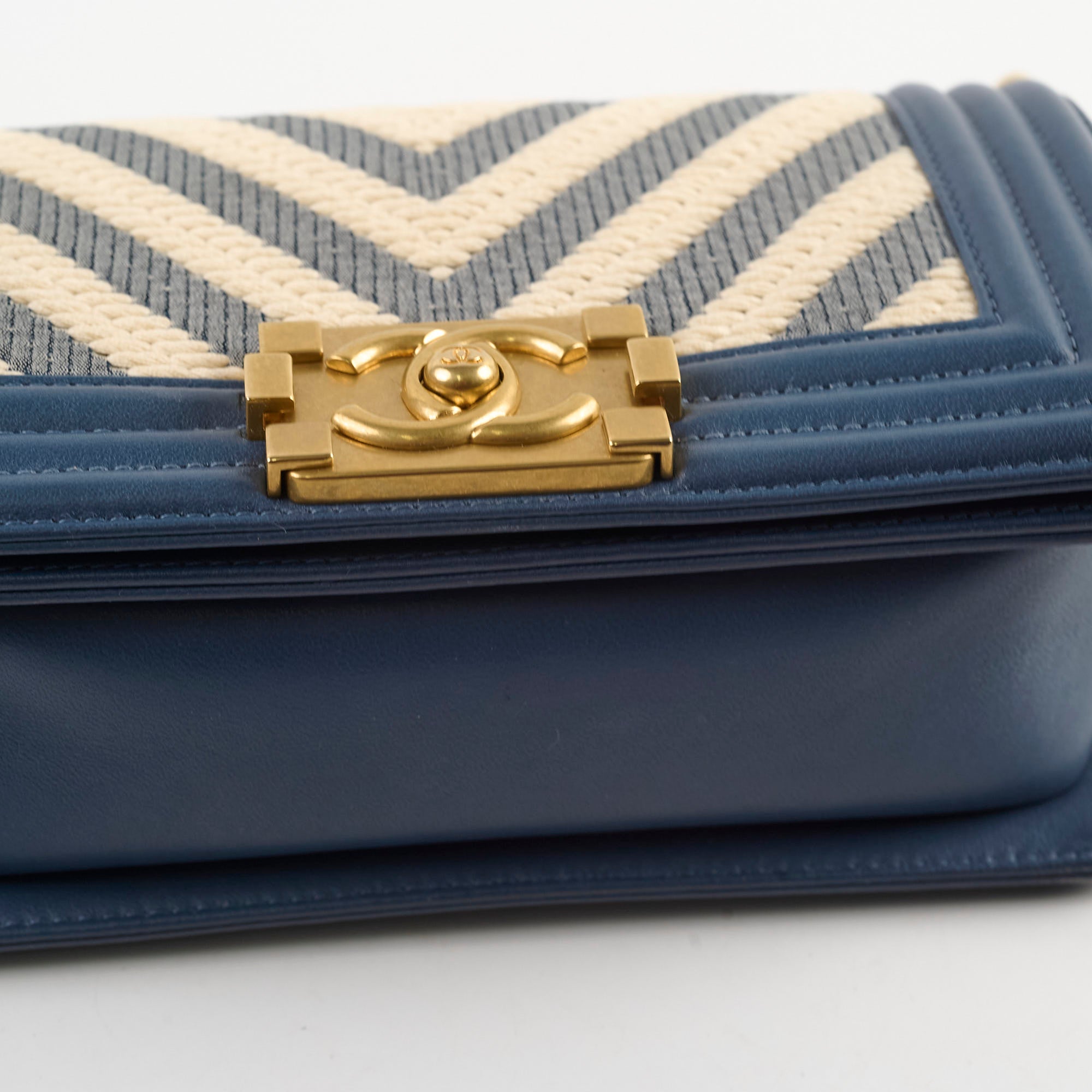 Chanel Boy Small Blue Woven Leather Handbag - Luxury Designer Crossbody Bag for Women | Perfect for Evening Parties, Date Nights & Special Occasions