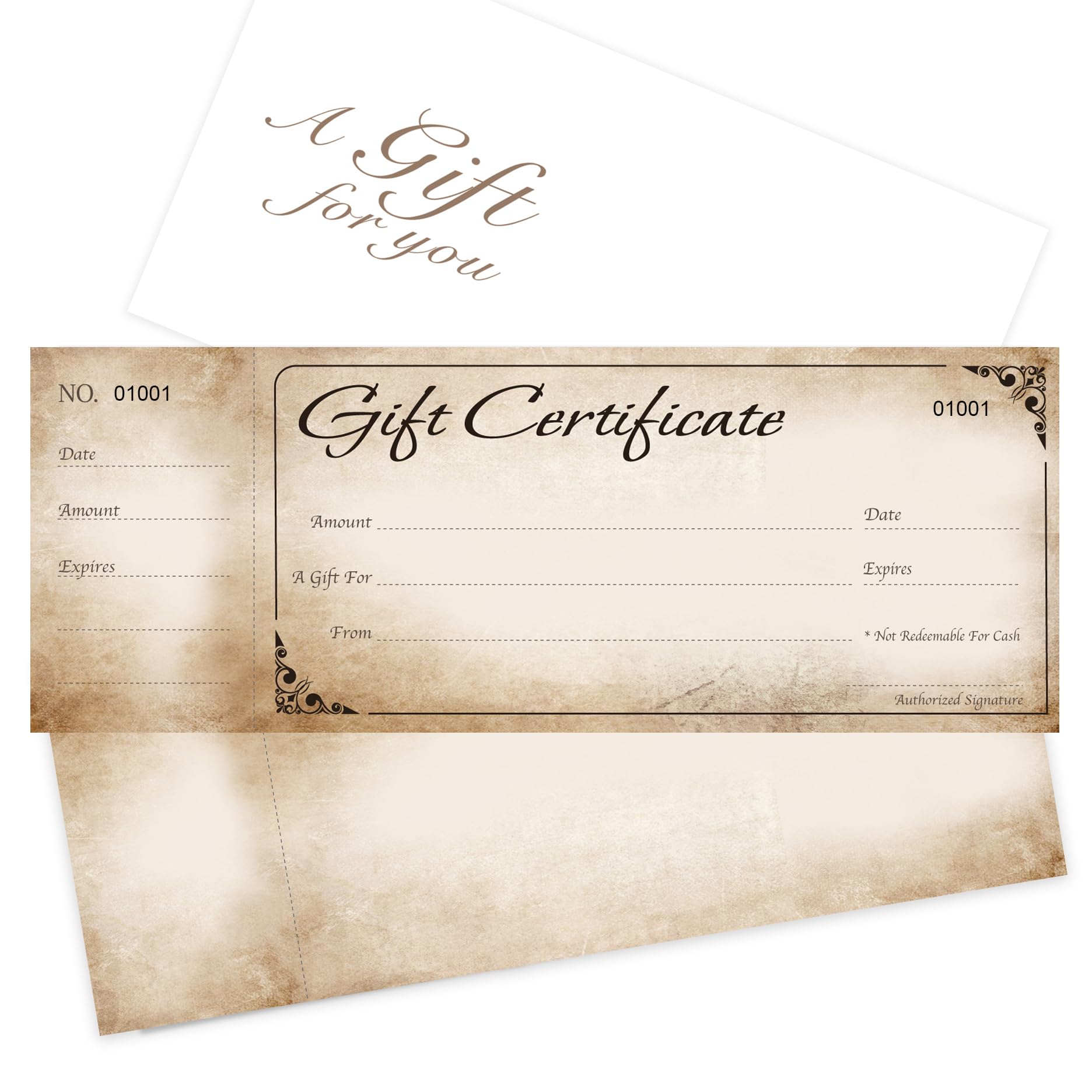 25-Pack Blank Gift Certificate Cards with Free Envelopes & Stub - Rustic Design - Small Business Gift Vouchers - Perfect for Retail, Salons, Restaurants & Customer Rewards