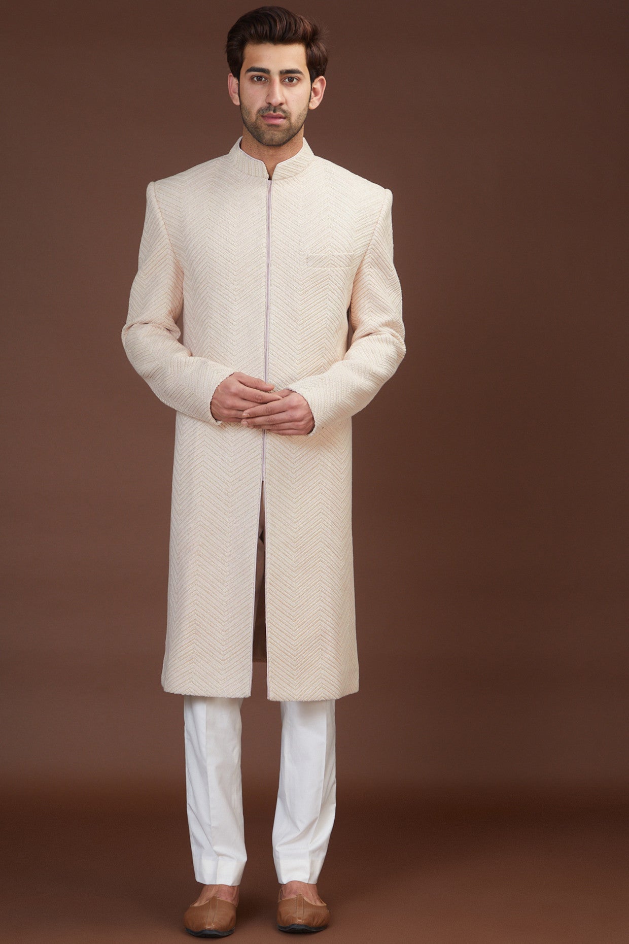 Elegant Pink Embroidered Sherwani for Men - Traditional Indian Wedding Attire & Festive Occasions
