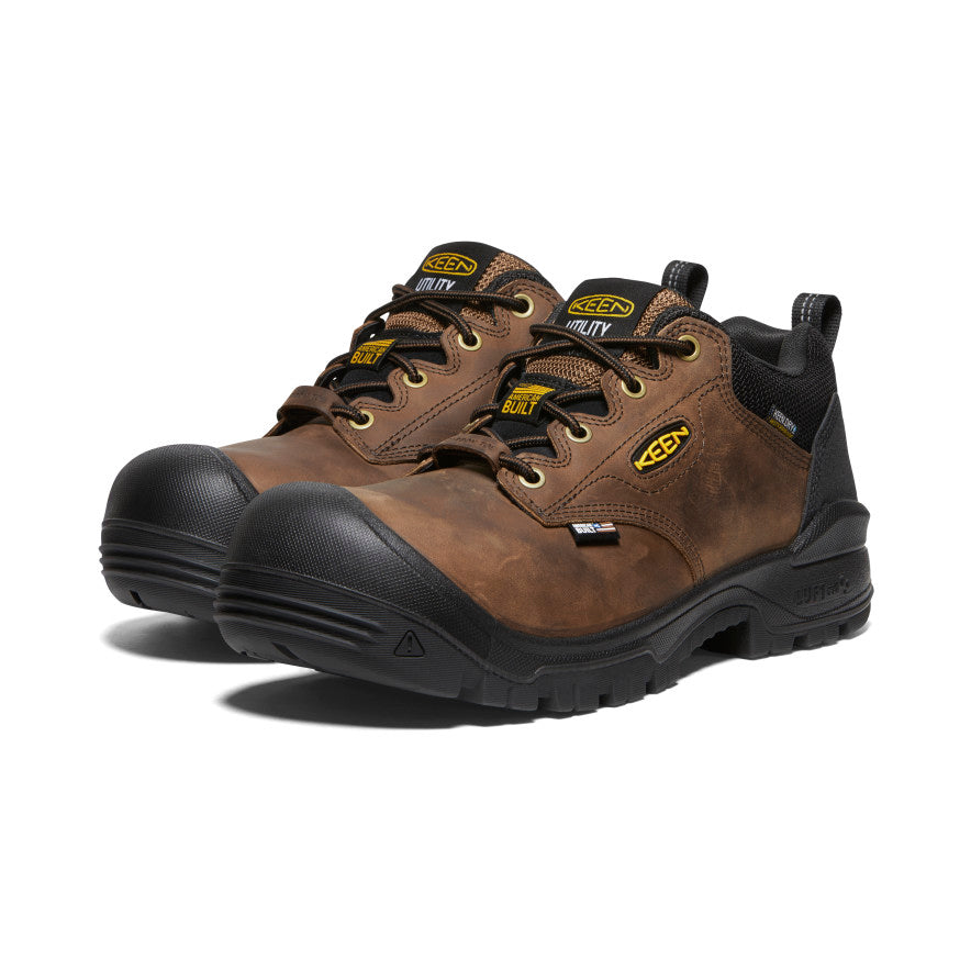 Waterproof Men's Independence Oxford Shoes with Carbon Toe - Dark Earth/Black | Slip-Resistant Work Boots for Construction & Outdoor Activities